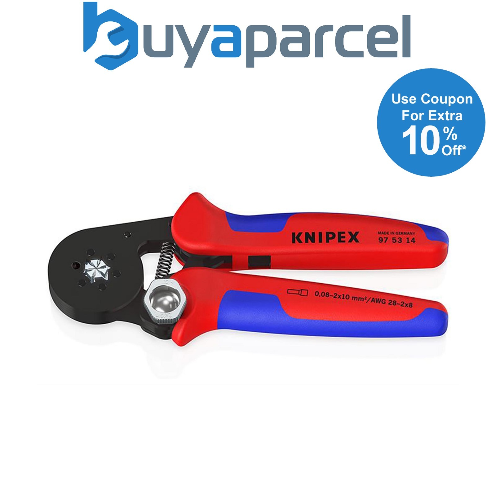 Draper 87800 KNIPEX 97 53 14 SB Self- Adjusting Crimping Pliers, 2 x 10 mm&sup2;