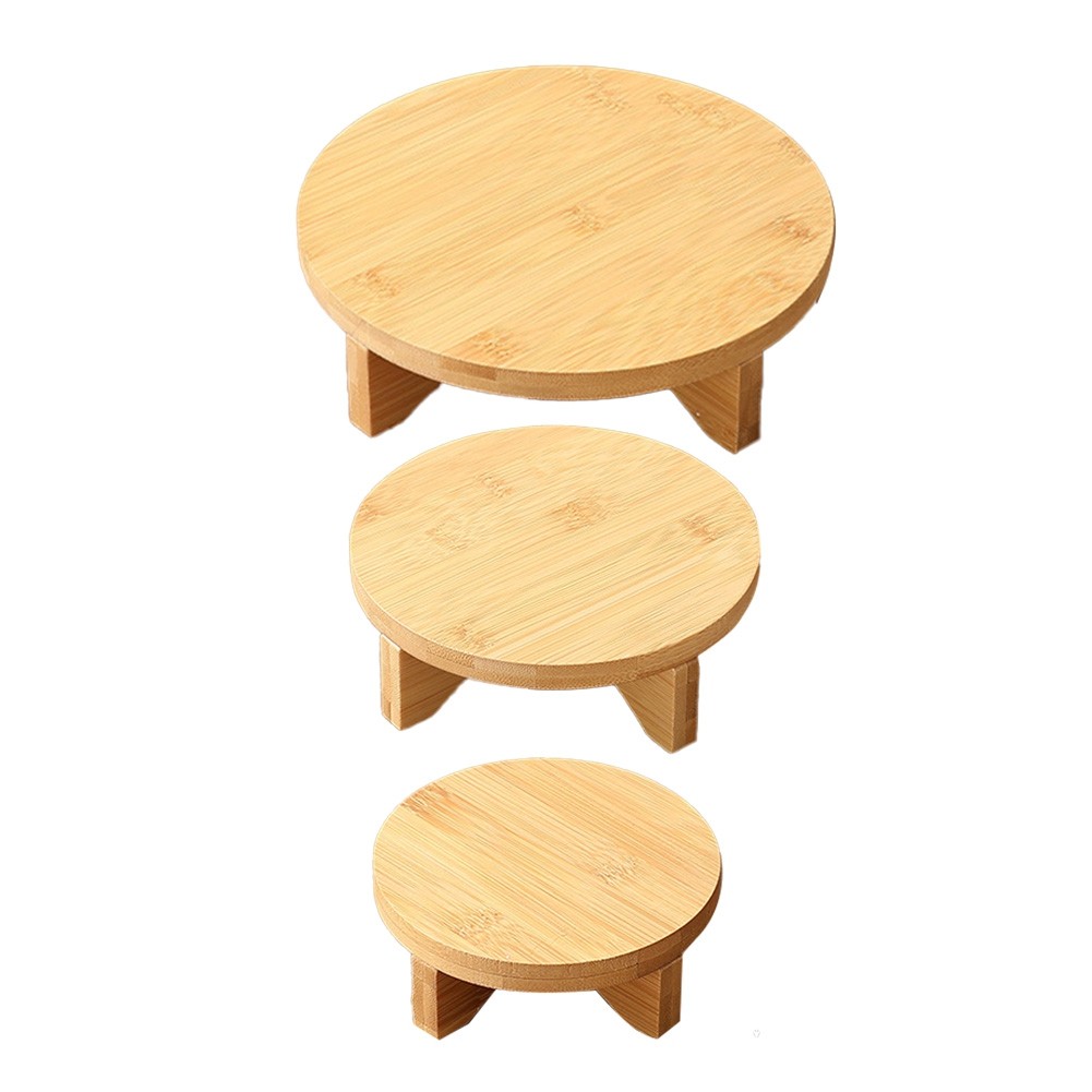 3Pcs Wood Plant Stand Indoor Outdoor, Round Wood Riser for Decor Wooden6153