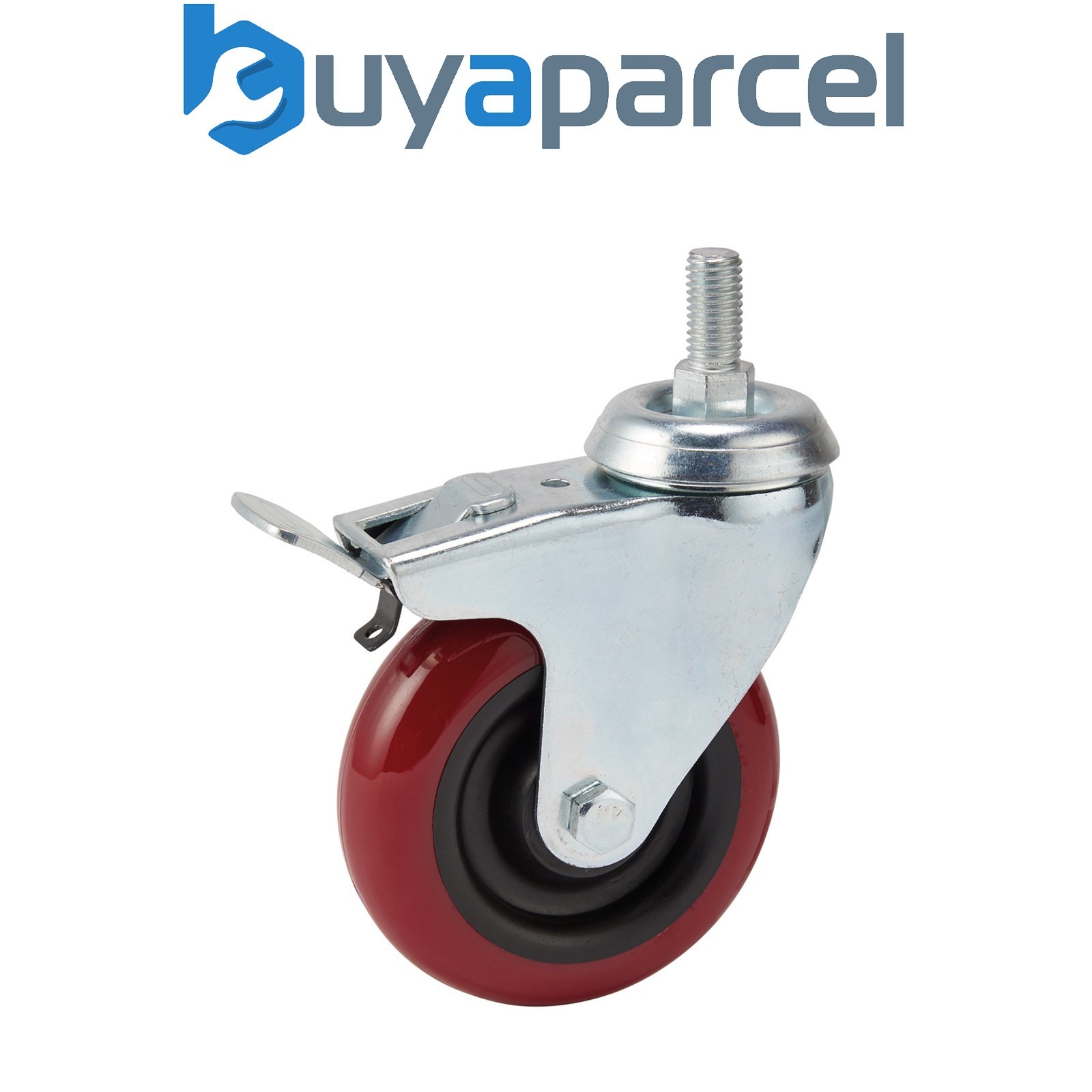 Draper 65521 Swivel Bolt Fixing Polyurethane Wheel with Brake, 100mm Diameter, S