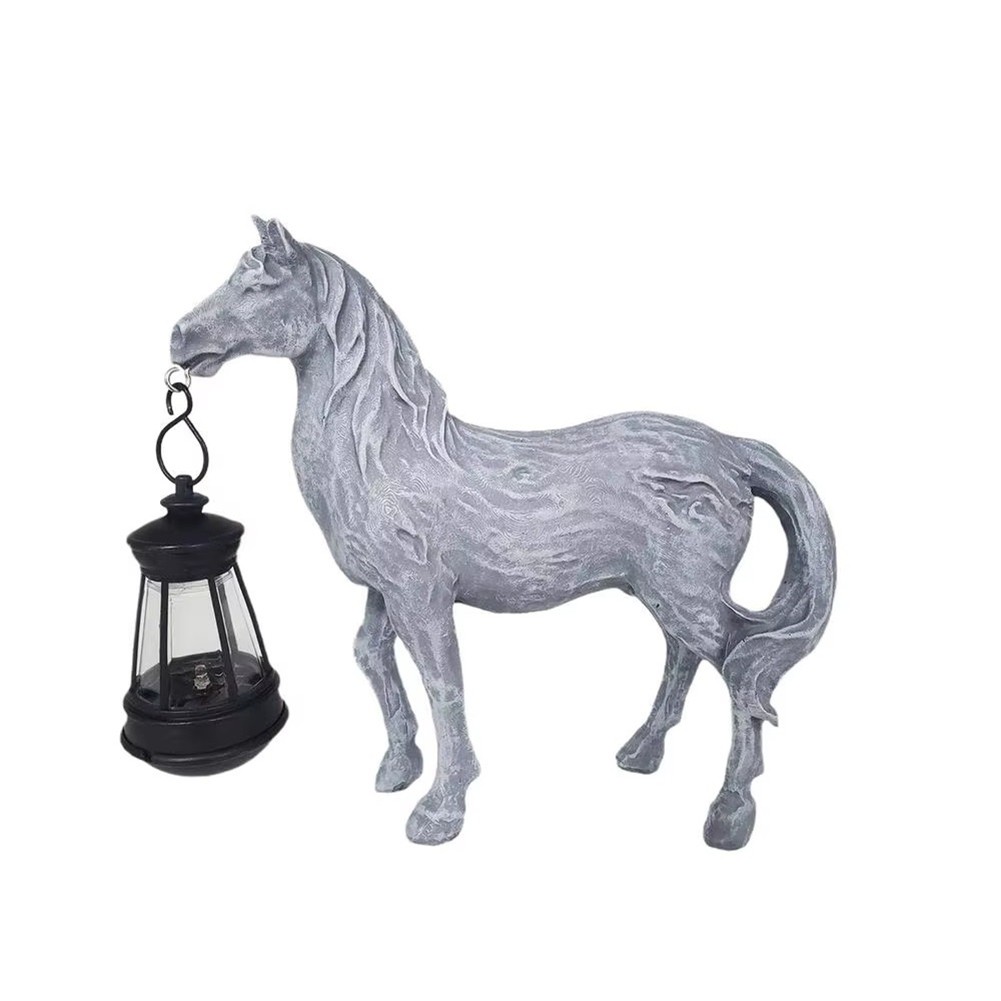 2X(Cute Horse Statue with Solar Figures for Garden Yard Decoration Art4596
