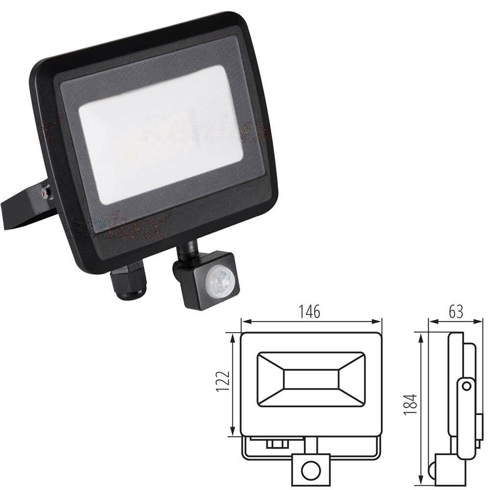 Modern Black LED Security Motion Sensor Light 30W Floodlight Garden Outside 840