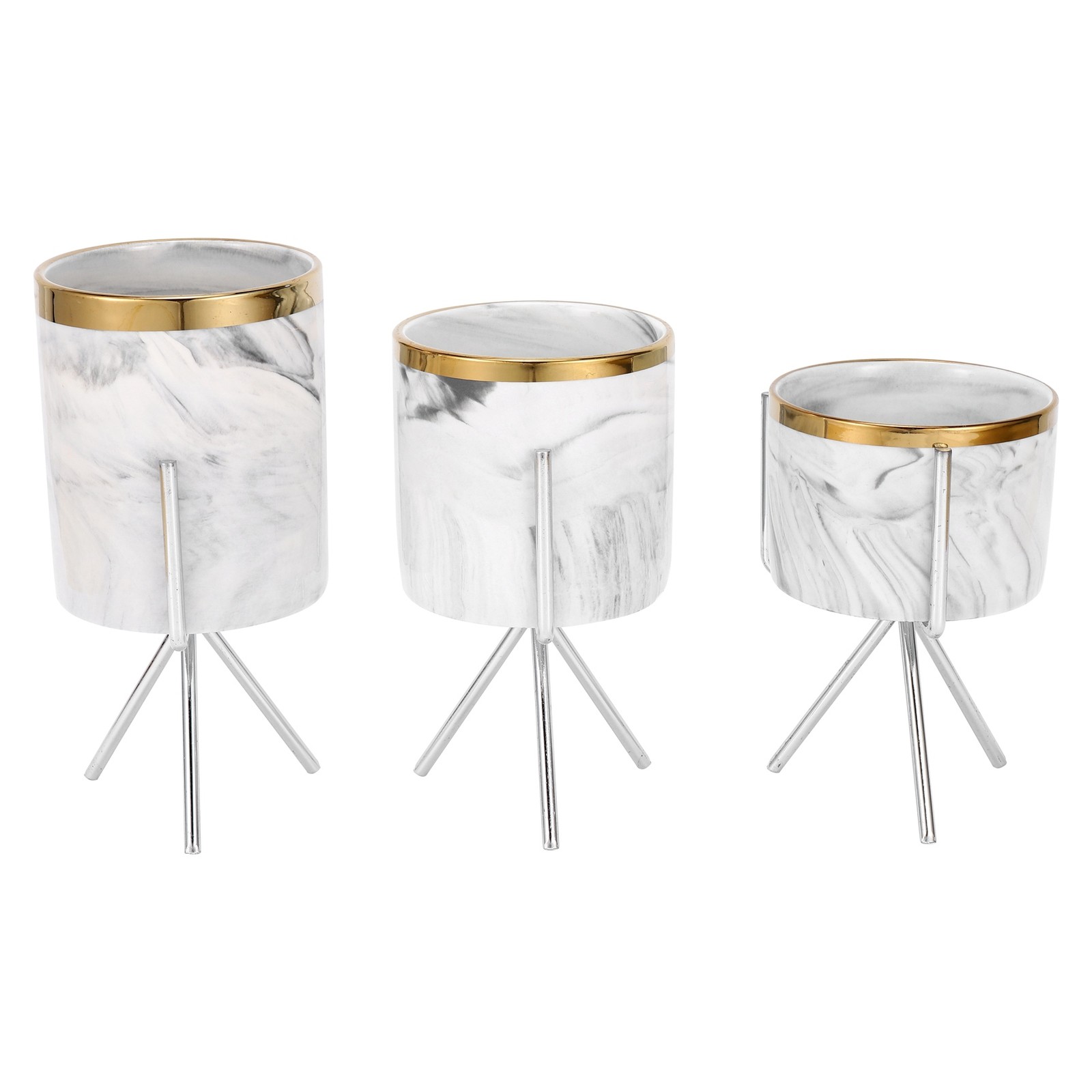 Nordic Marble Pattern Vase Ceramic Iron Art Vase Rose Gold Silver Tabletop3550