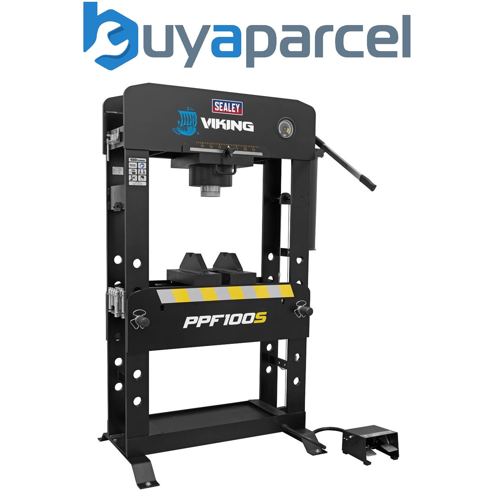 Sealey PPF100S Viking Floor Type Air/Hydraulic Press with Sliding Ram & Foot Ped