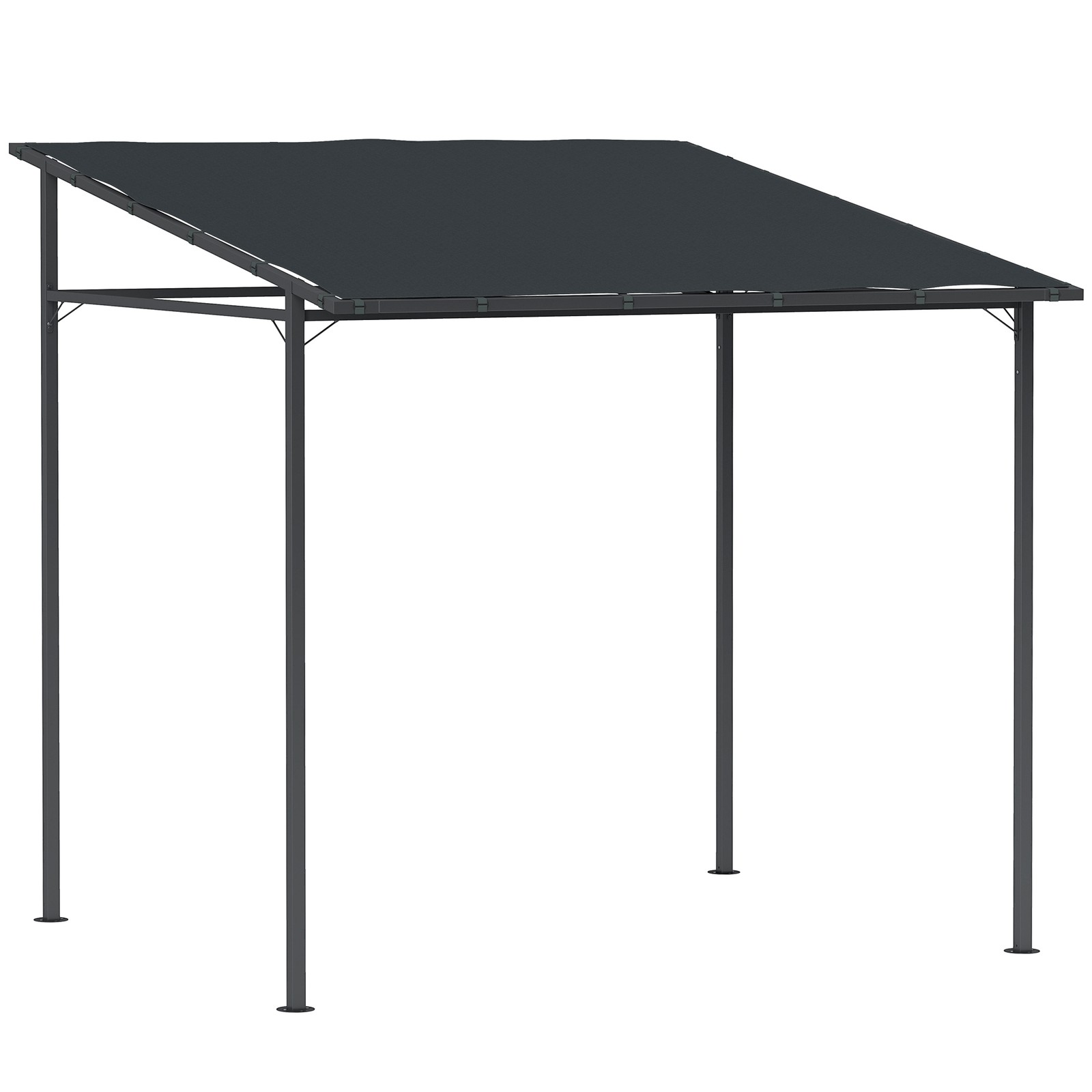 Outsunny 2.4 x 2.4 m Wall Mounted Pergola Gazebo, UPF30+, Dark Grey