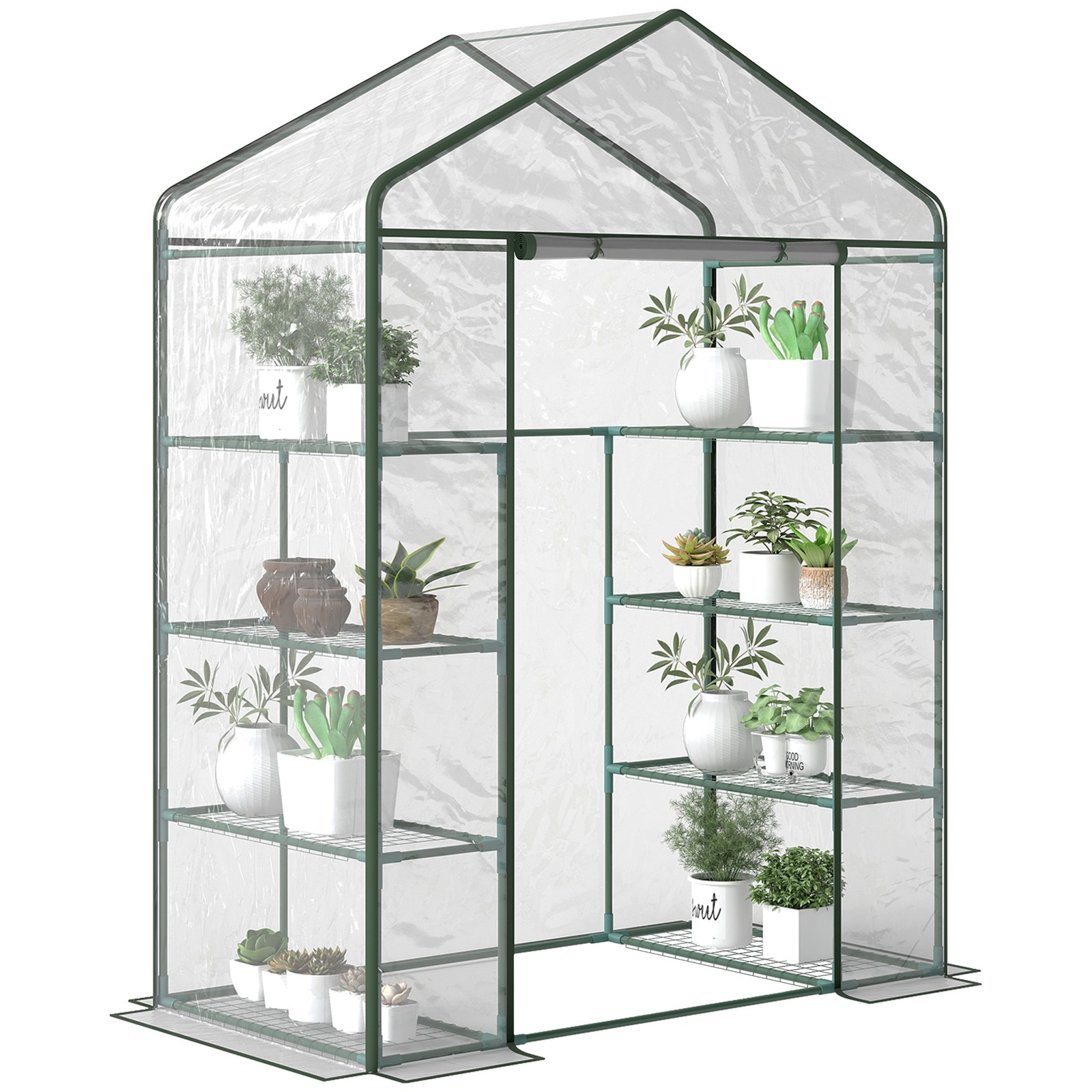 Outsunny Walk In Greenhouse Garden Clear PVC Frame Shelves Reinforced Plant Grow