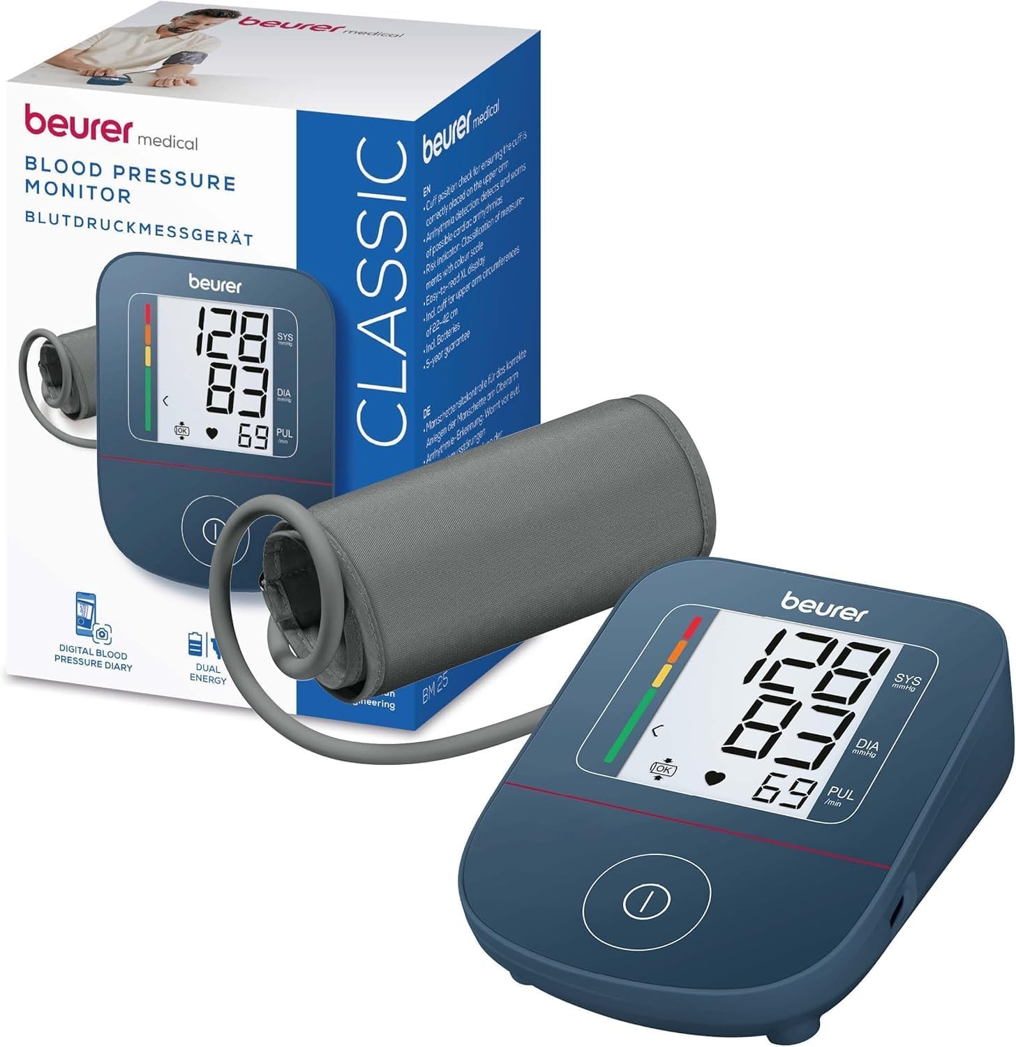 Beurer BM 25 Upper Arm Blood Pressure Monitor, simple one-button operation, acc