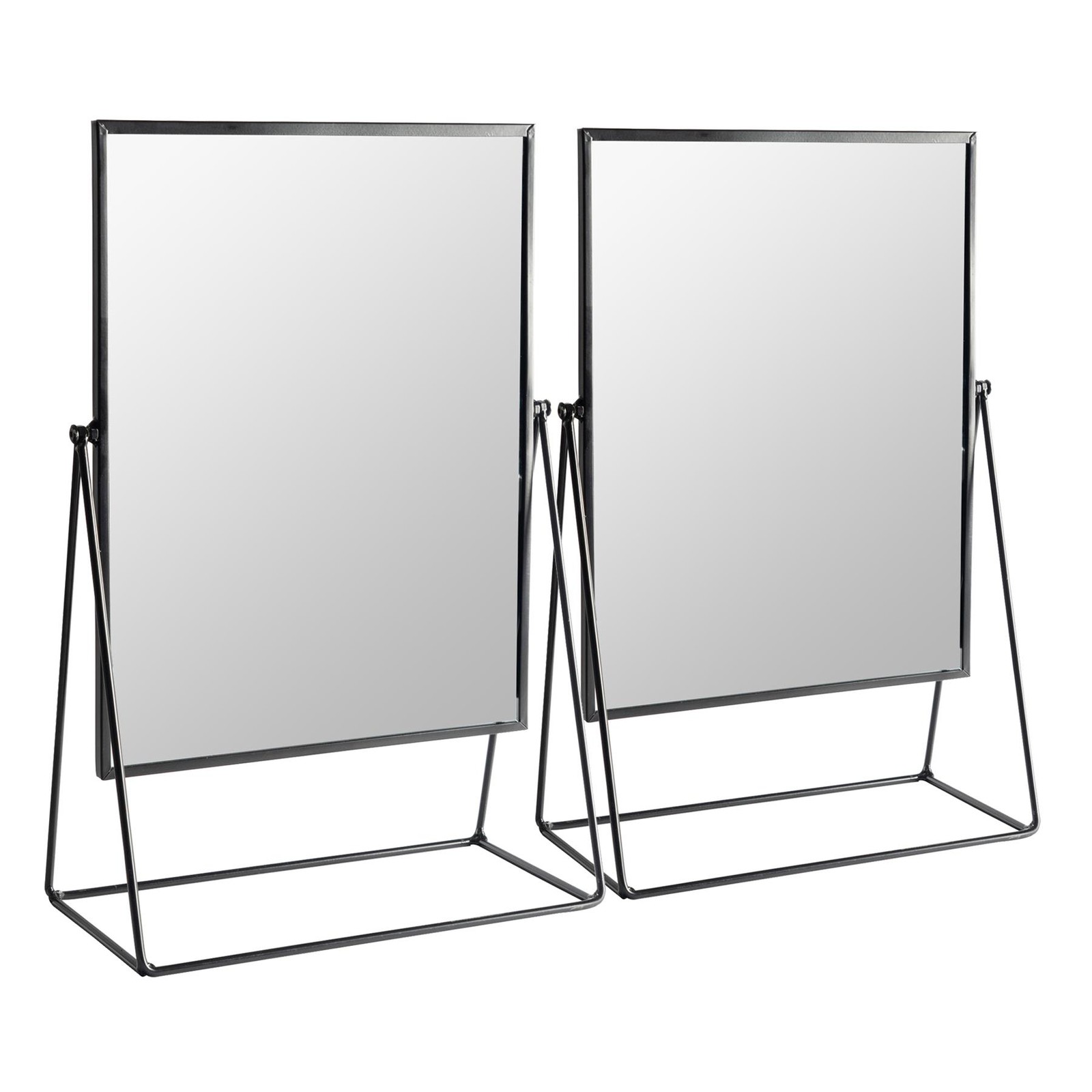 2x 22 x 39cm Rectangle Makeup Mirrors Free Standing Dressing Table Vanity Black