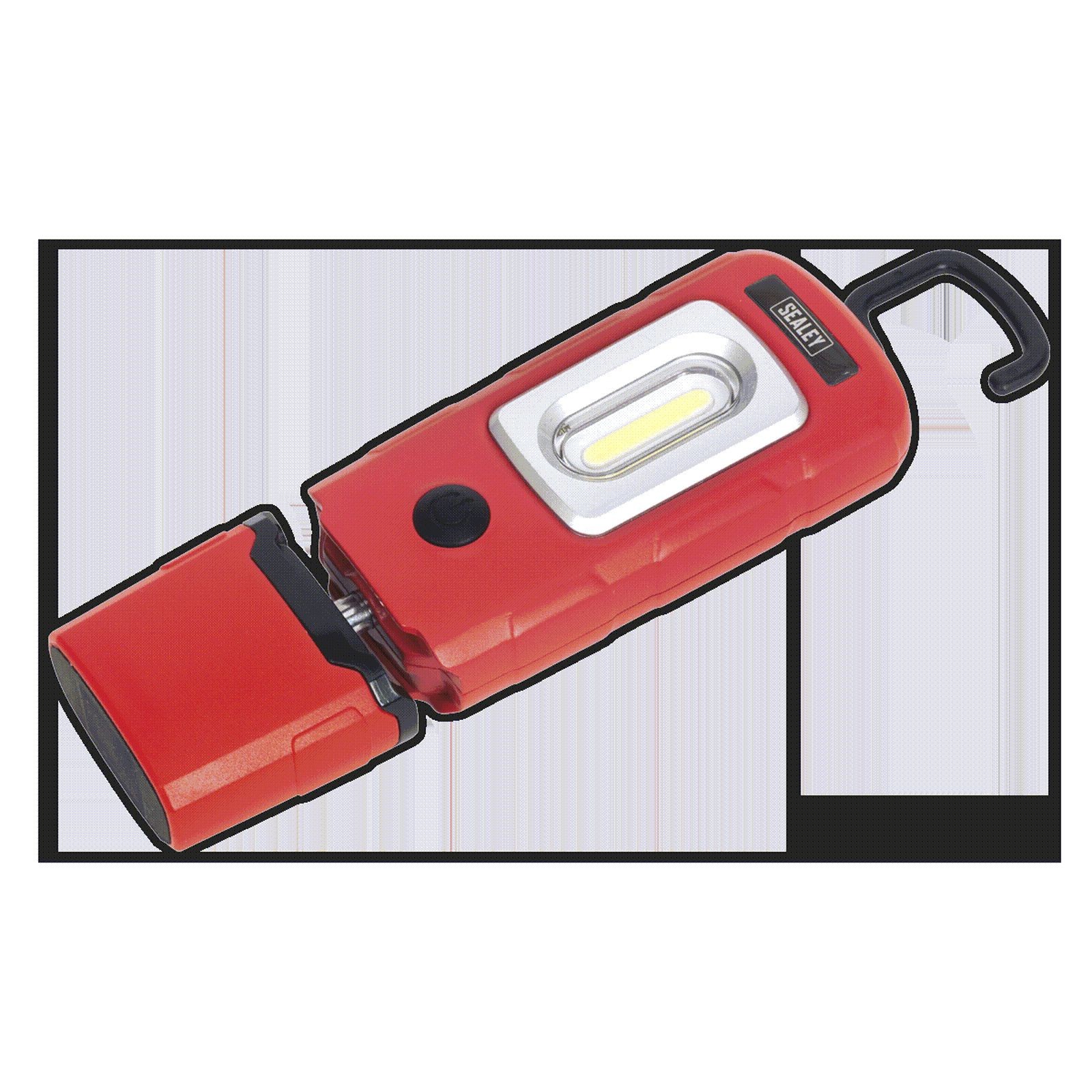 Sealey LED3601R Rechargeable 360° Inspection Lamp 3W COB+1W LED Red Light Torch