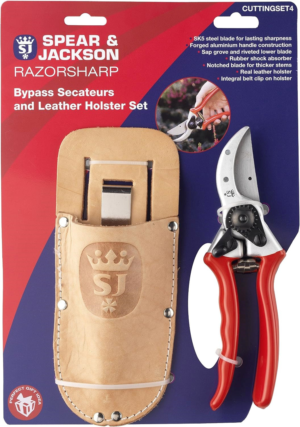 Spear & Jackson Razorsharp Heavy Duty Bypass Secateurs and Leather Holster