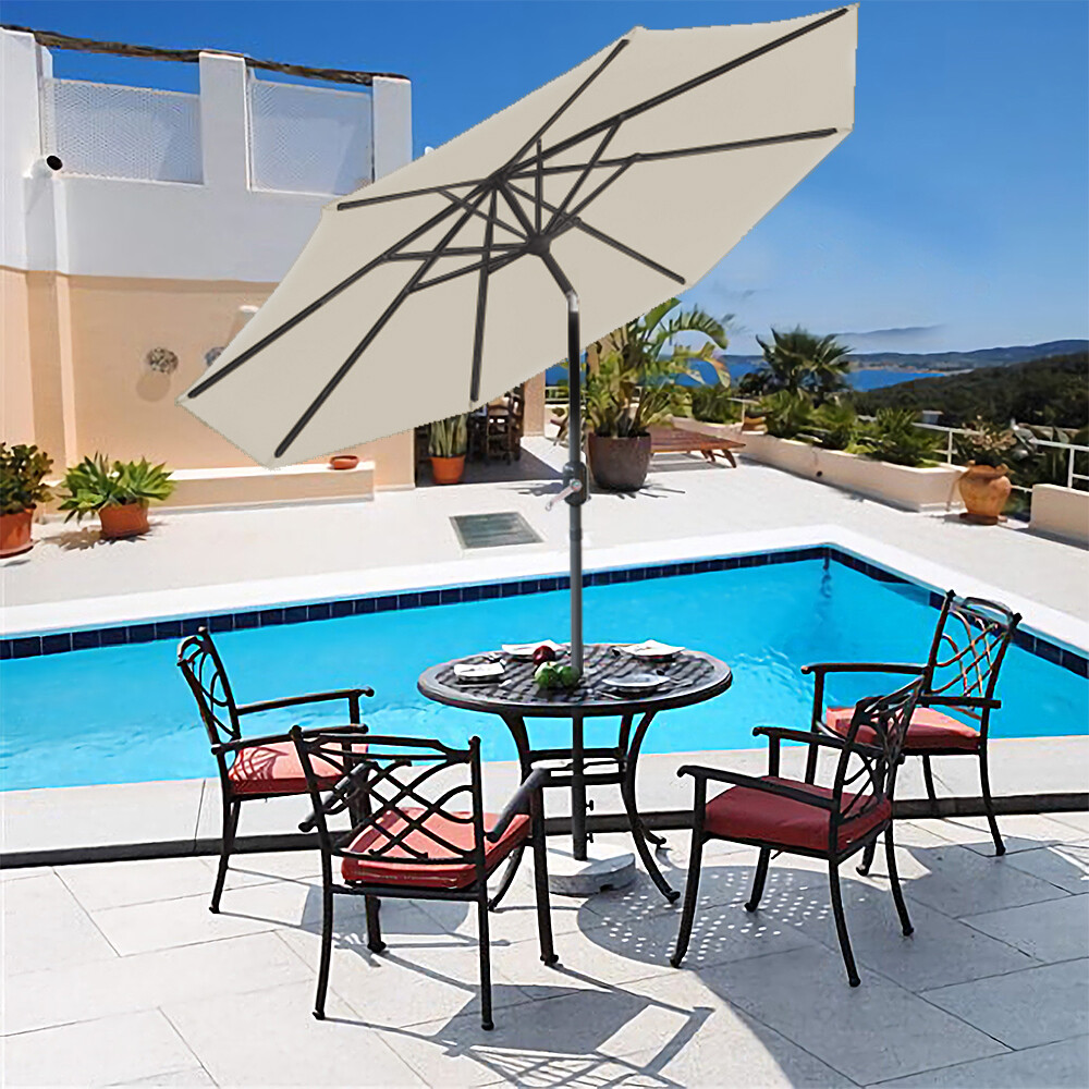 Outdoor Parasol Garden Sunshade Patio Umbrella Aluminium Crank Tilt 2.7M Cream