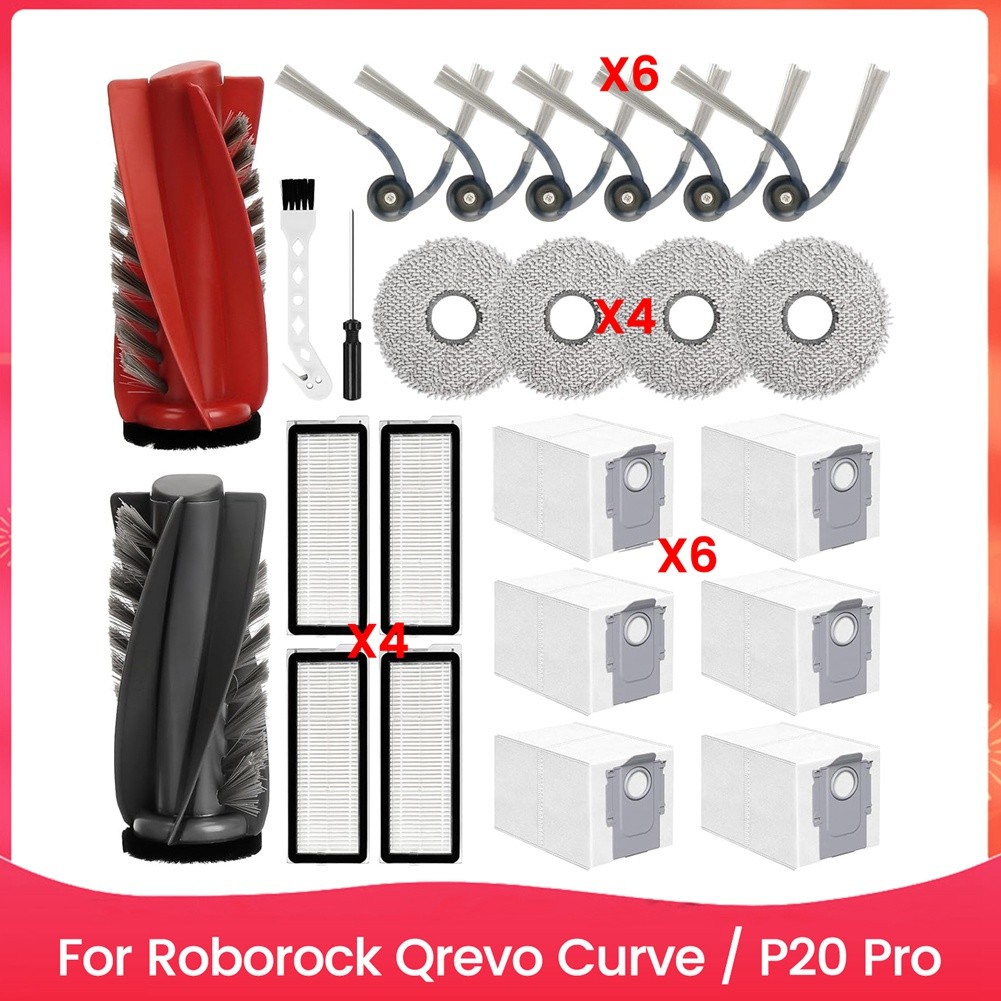 For Qrevo Curve / P20 Pro Vacuum Cleaner Main Side Brushes HEPA7052