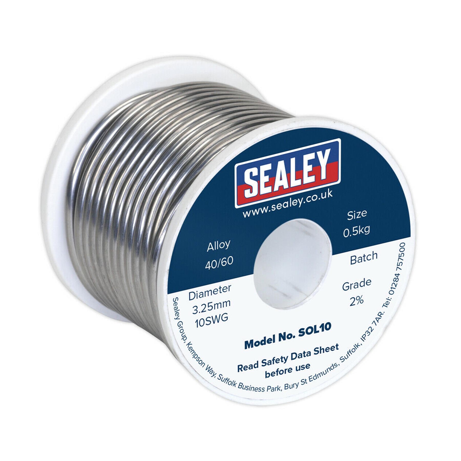 Sealey Solder Wire Quick Flow 3.25mm/10SWG 40/60 0.5kg Reel