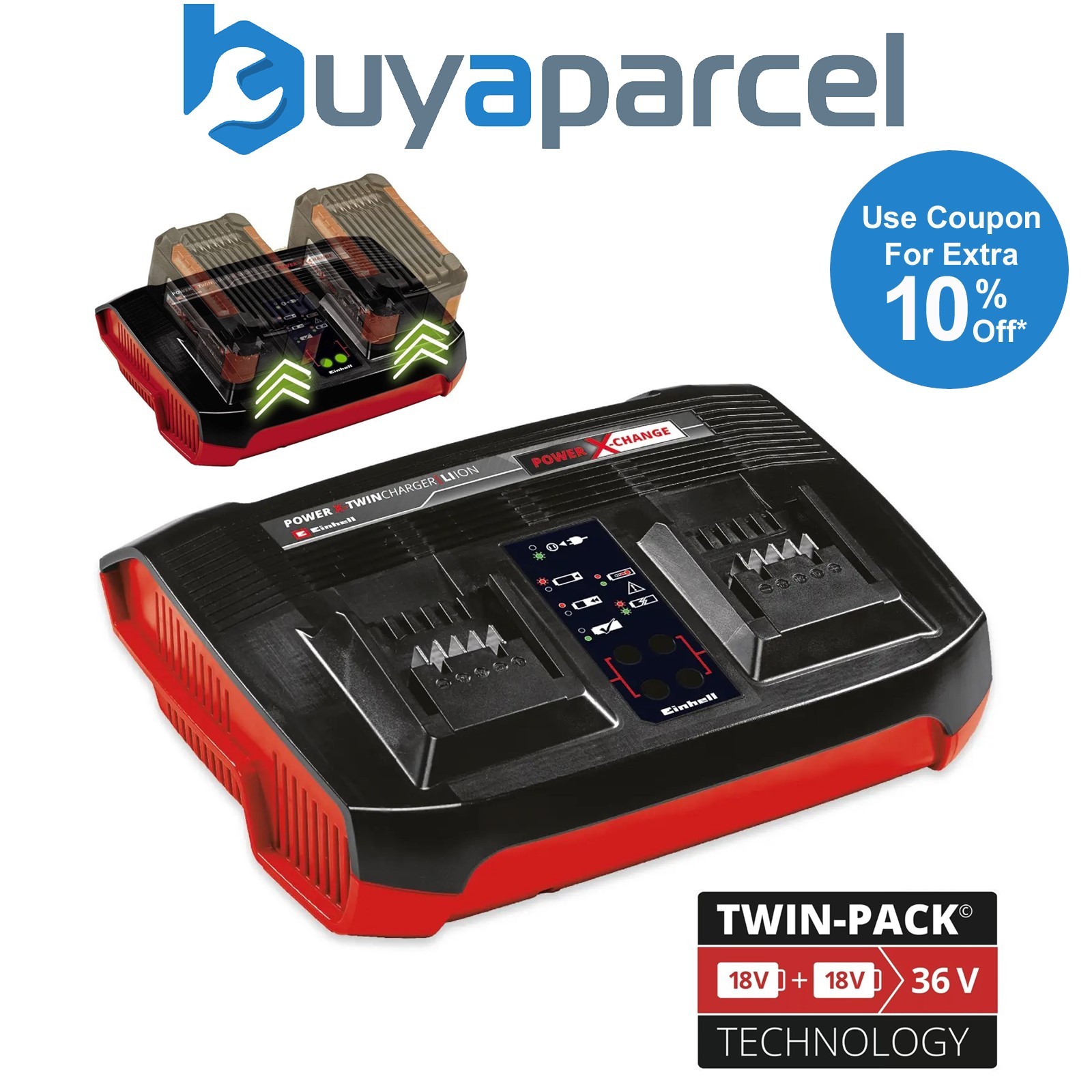 Einhell Power X Change PXC Twin 18v 36v Dual Port Twin Charger Fast Charging
