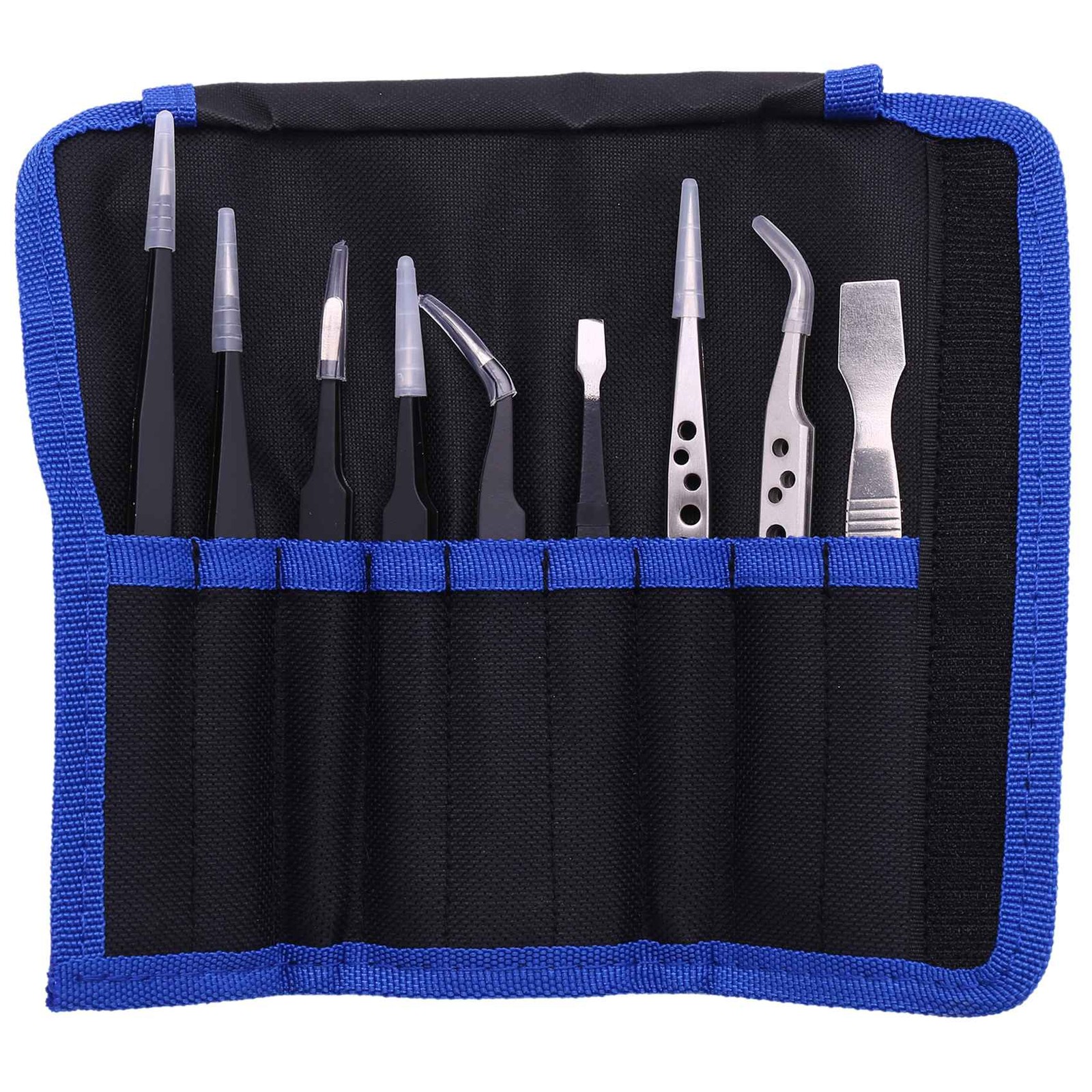 10X(9 Pcs Tweezers Set Stainless Steel -Static Tweezers for Electronic4006