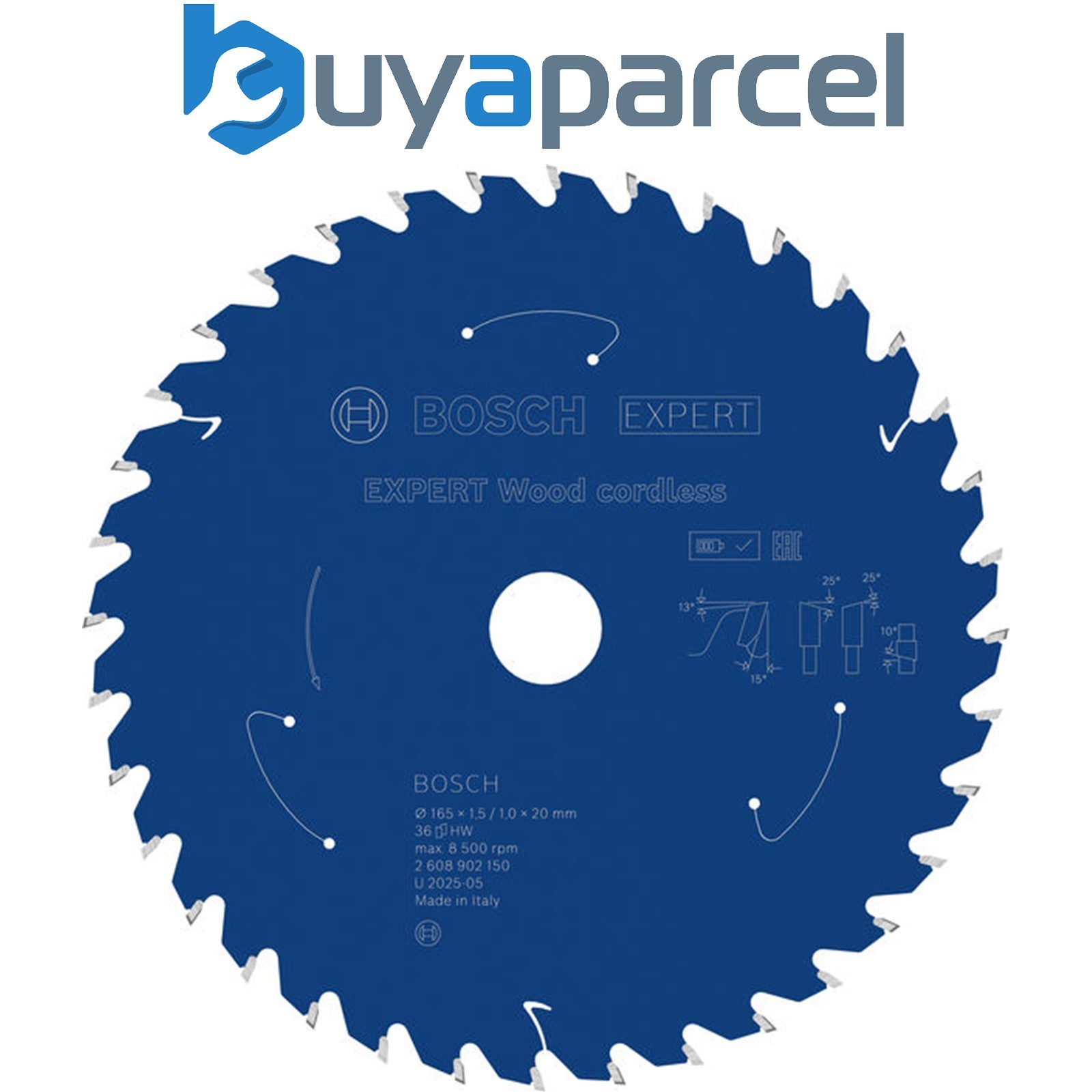 Bosch EXPERT Wood cordless Circular Saw Blade 165 x 1.5/1 x 20 mm T36 2608902150