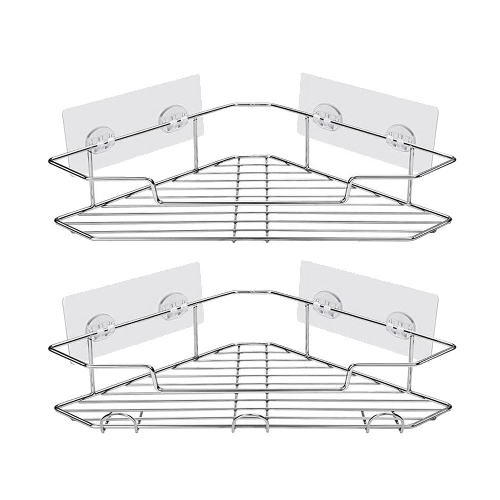 Shower Corner with Hooks, Adhesive Shower Shelf Stainless Steel Shower7313