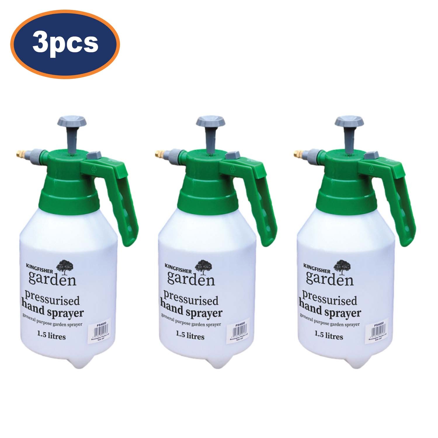 Set of 3 Kingfisher Sturdy Handheld Pump Pressure Garden Sprayers Equipment 1.5L