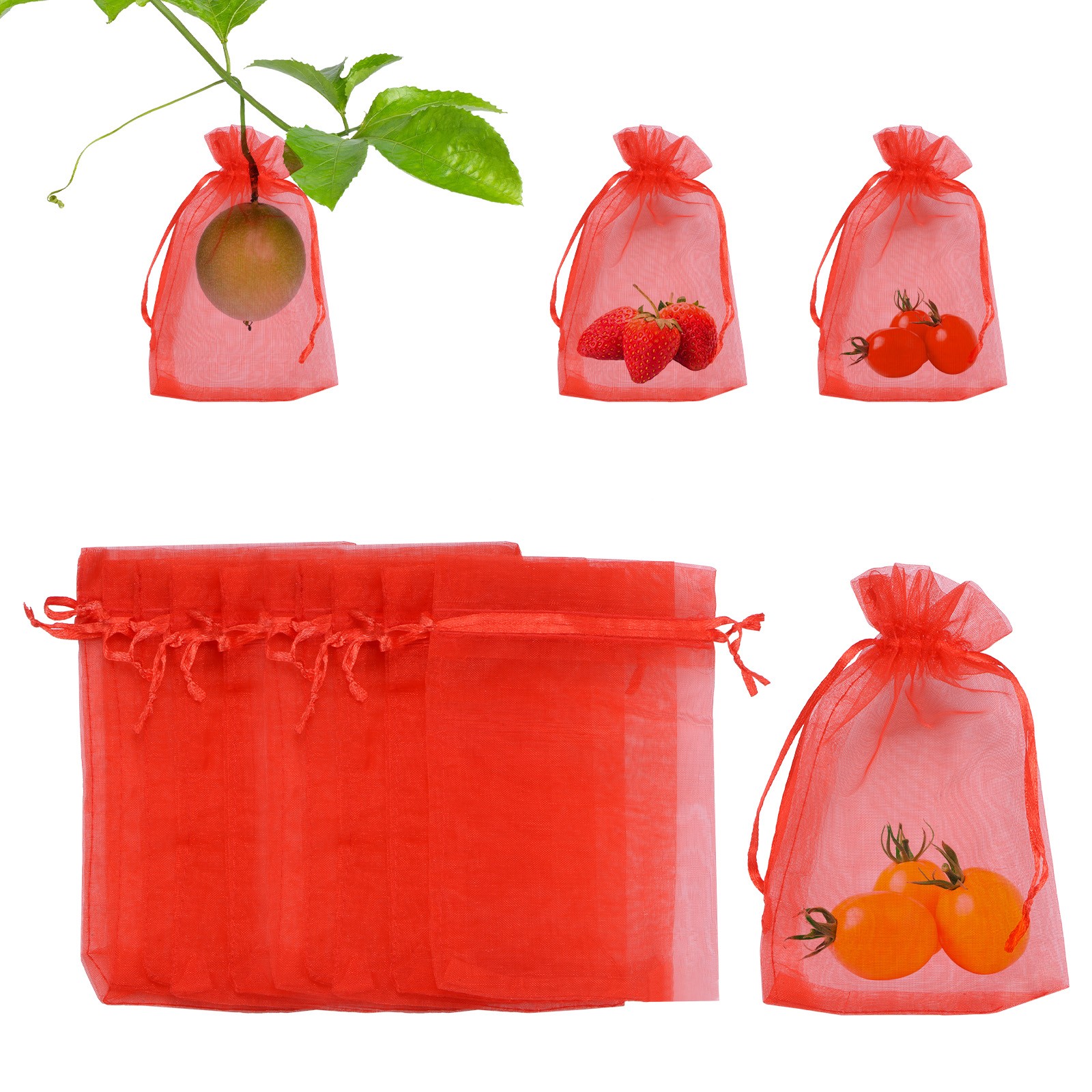 200 Pcs Fruit Protection Bag - 4x6 Inch Fruit Bag Apply to Plants(Red)