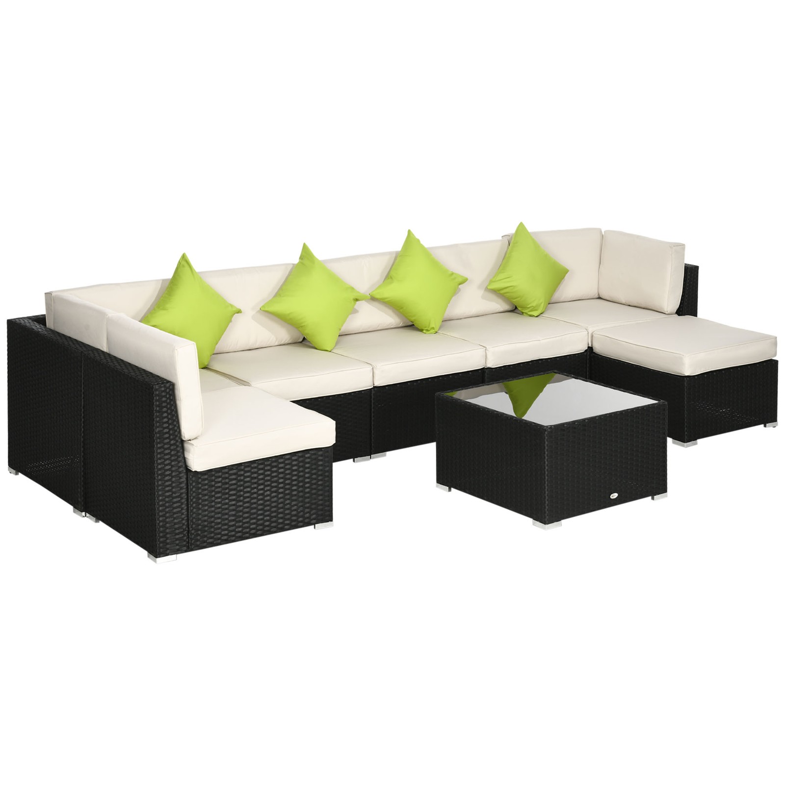 Outsunny 8 Pieces Patio Rattan Sofa Set Outdoor Garden Furniture Set Black