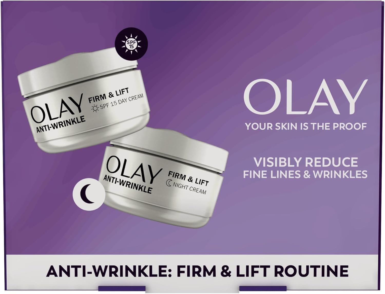 Olay Anti-Wrinkle Firm & Lift Giftset: SPF15 Day Face Cream 50ml + Night Cream