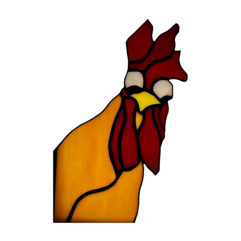 8X(Funny Window Corner Decor - Peeping Rooster, Funny Rooster Stained Bird1969