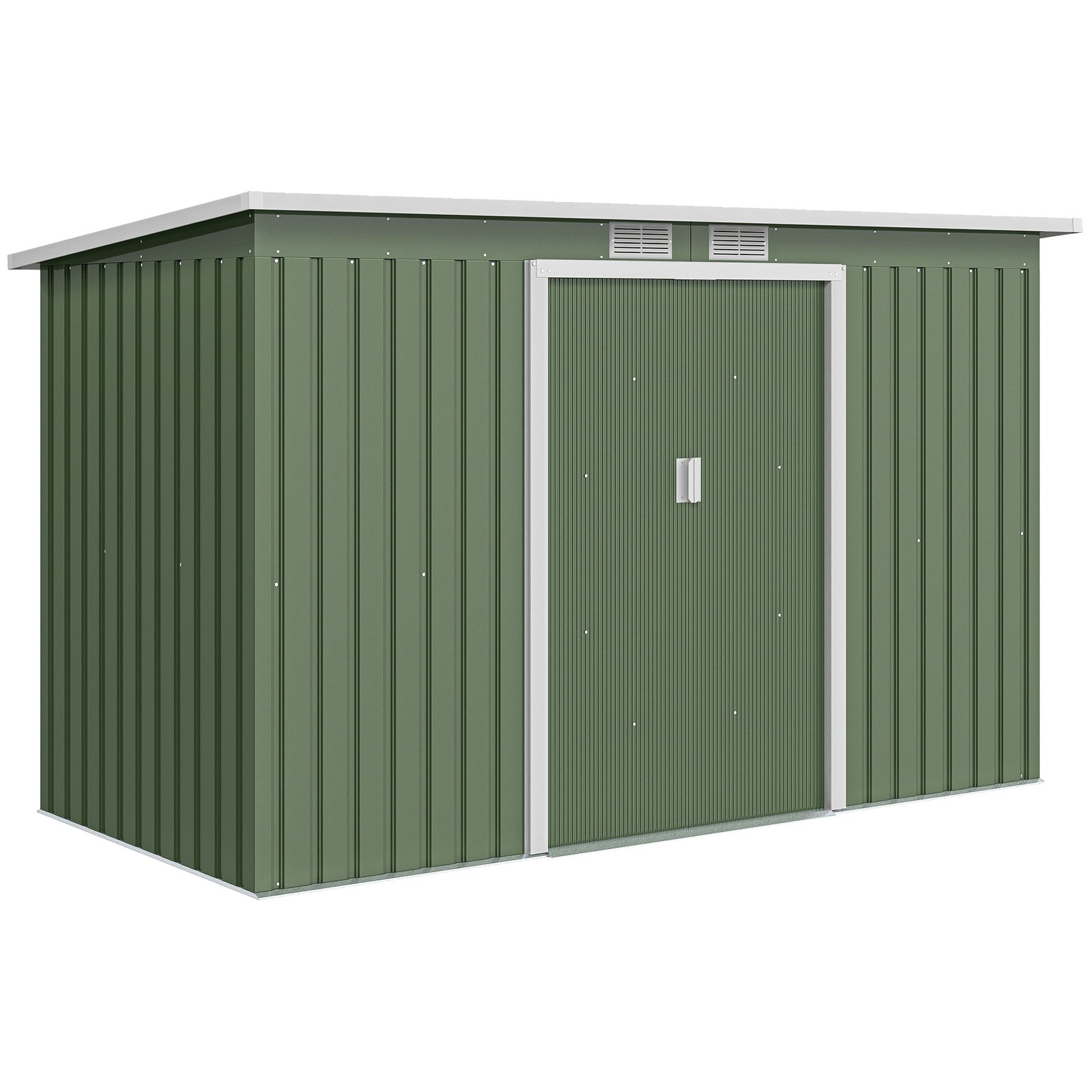 Outsunny 9 x 4FT Metal Garden Storage Shed w/ 2 Door, Light Green