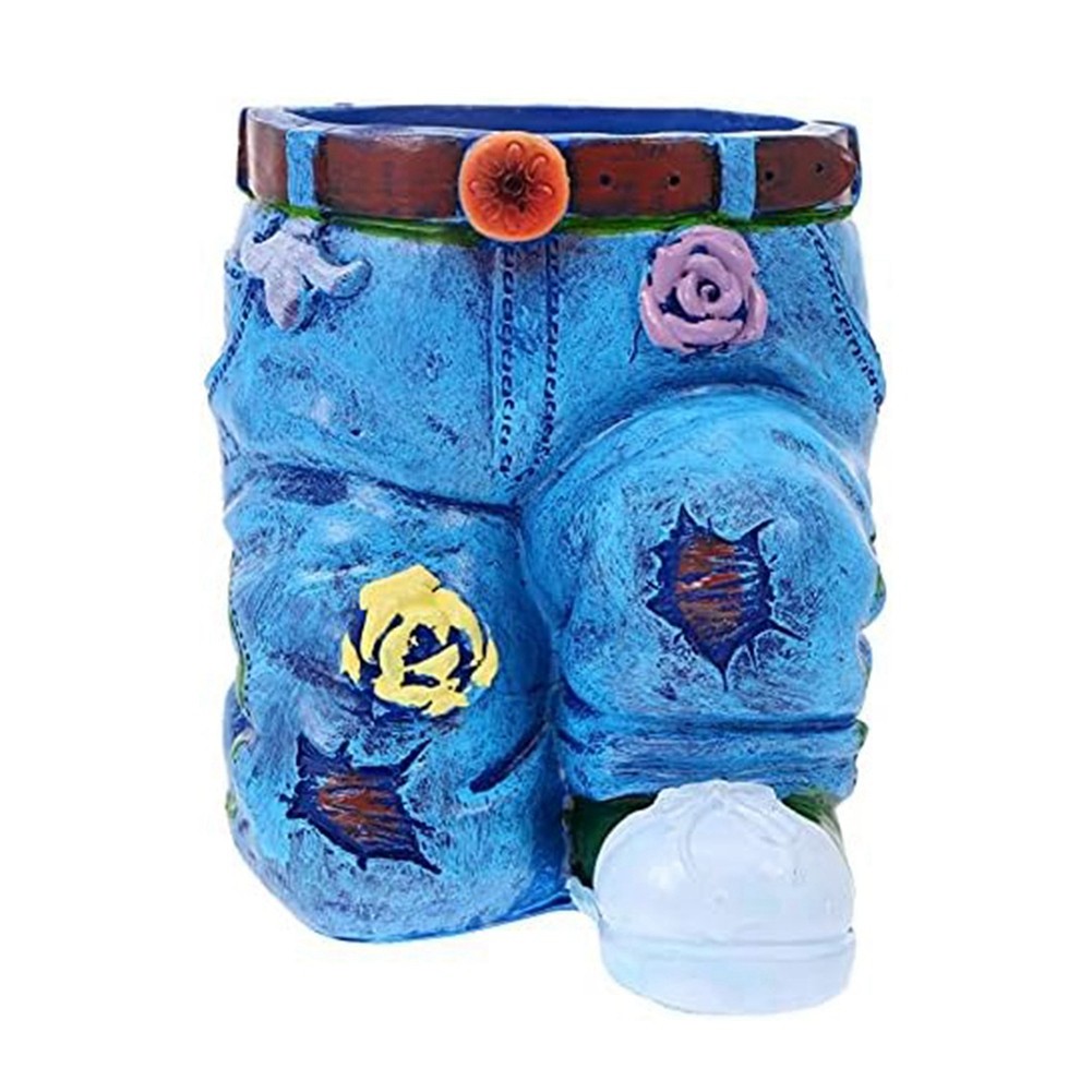 3X(Jeans Flower Decorative Plant Pot Flower Pot Table Decoration Statue9574