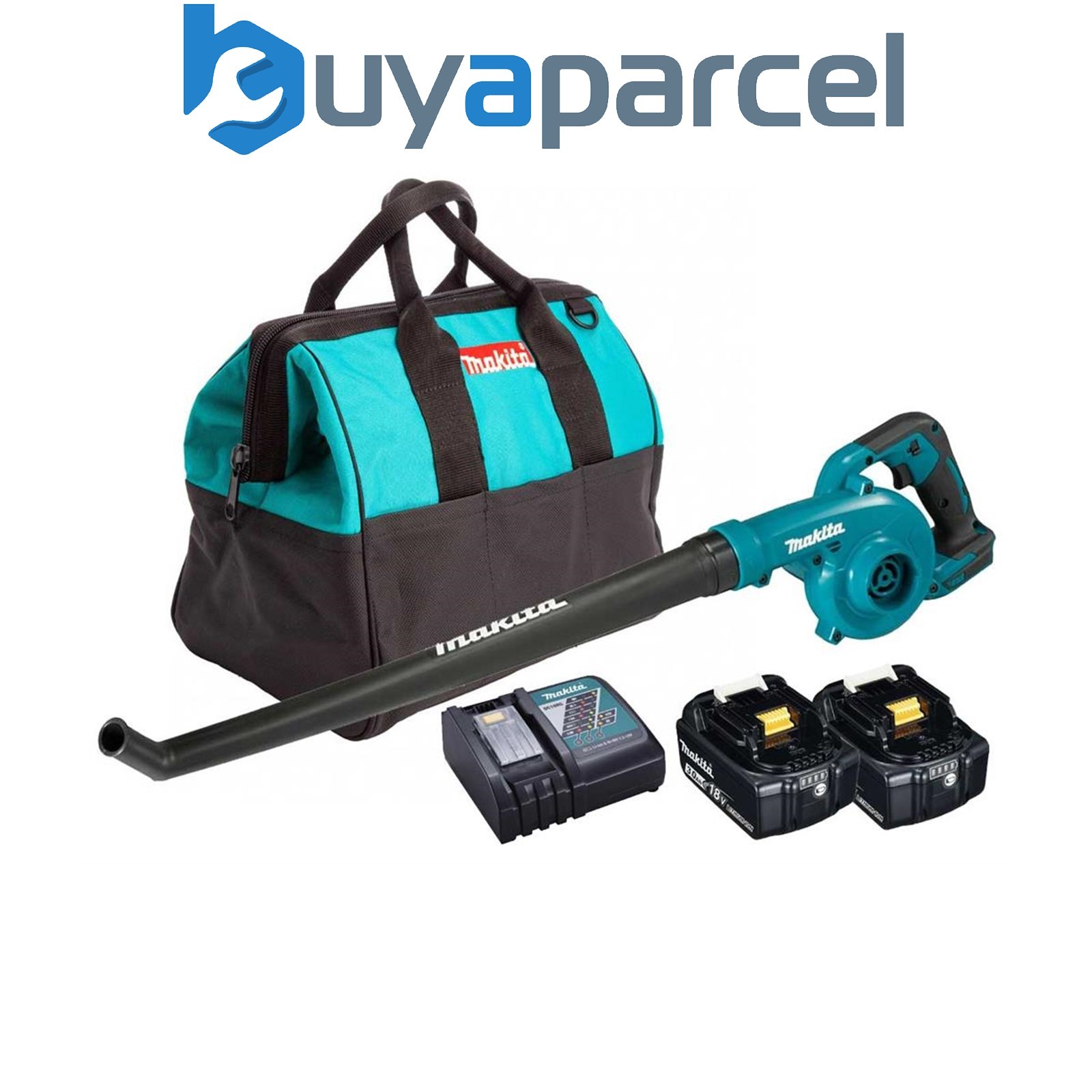 Makita DUB186Z 18v Cordless Garden Leaf Blower Li-Ion + 2 x 3.0ah, Charger + Bag