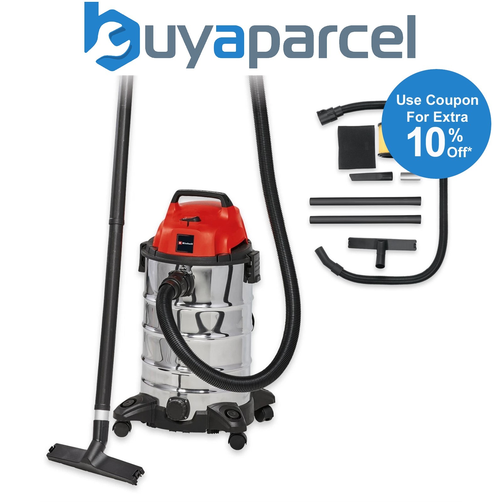 Einhell Wet Dry Vacuum Cleaner 30L 1500W TC-VC 1930 S Corded Electric + Kit