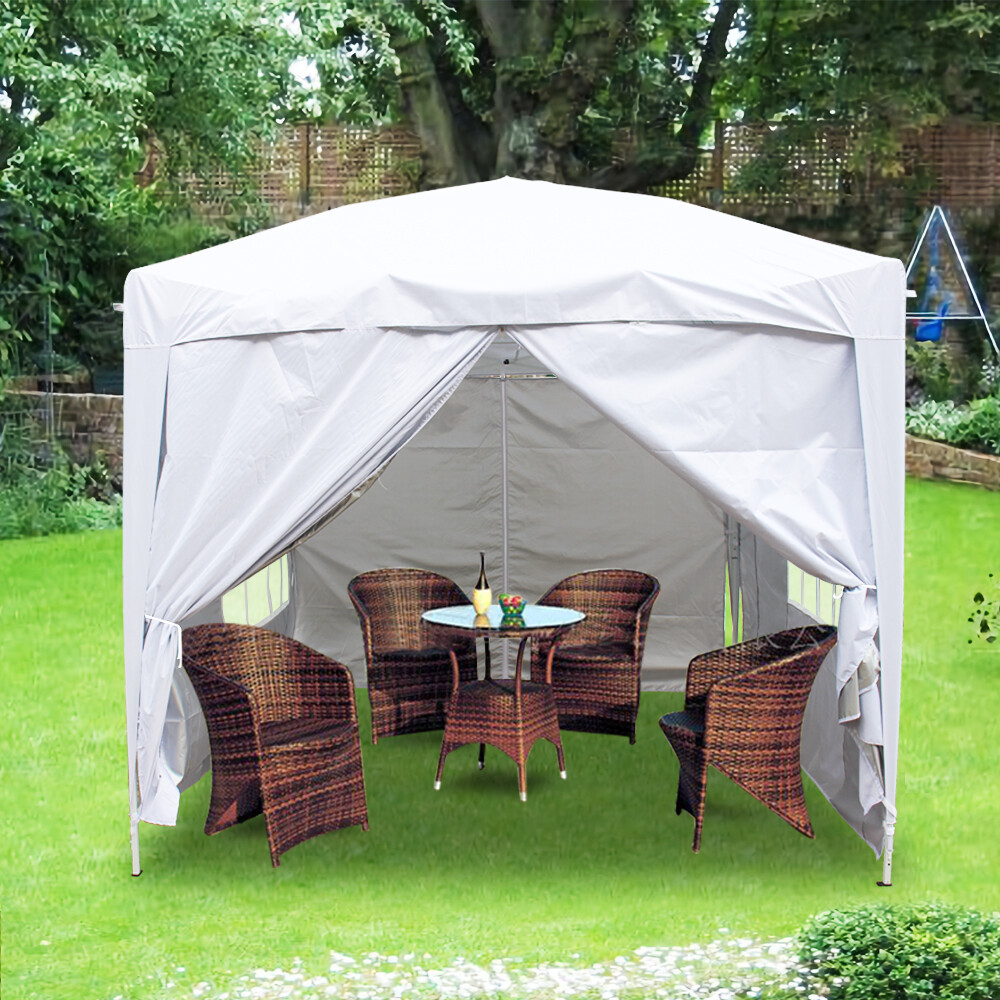 2x2m Garden Pop Up Gazebo Party Marquee Outdoor Tent with 4 Leg Weights White