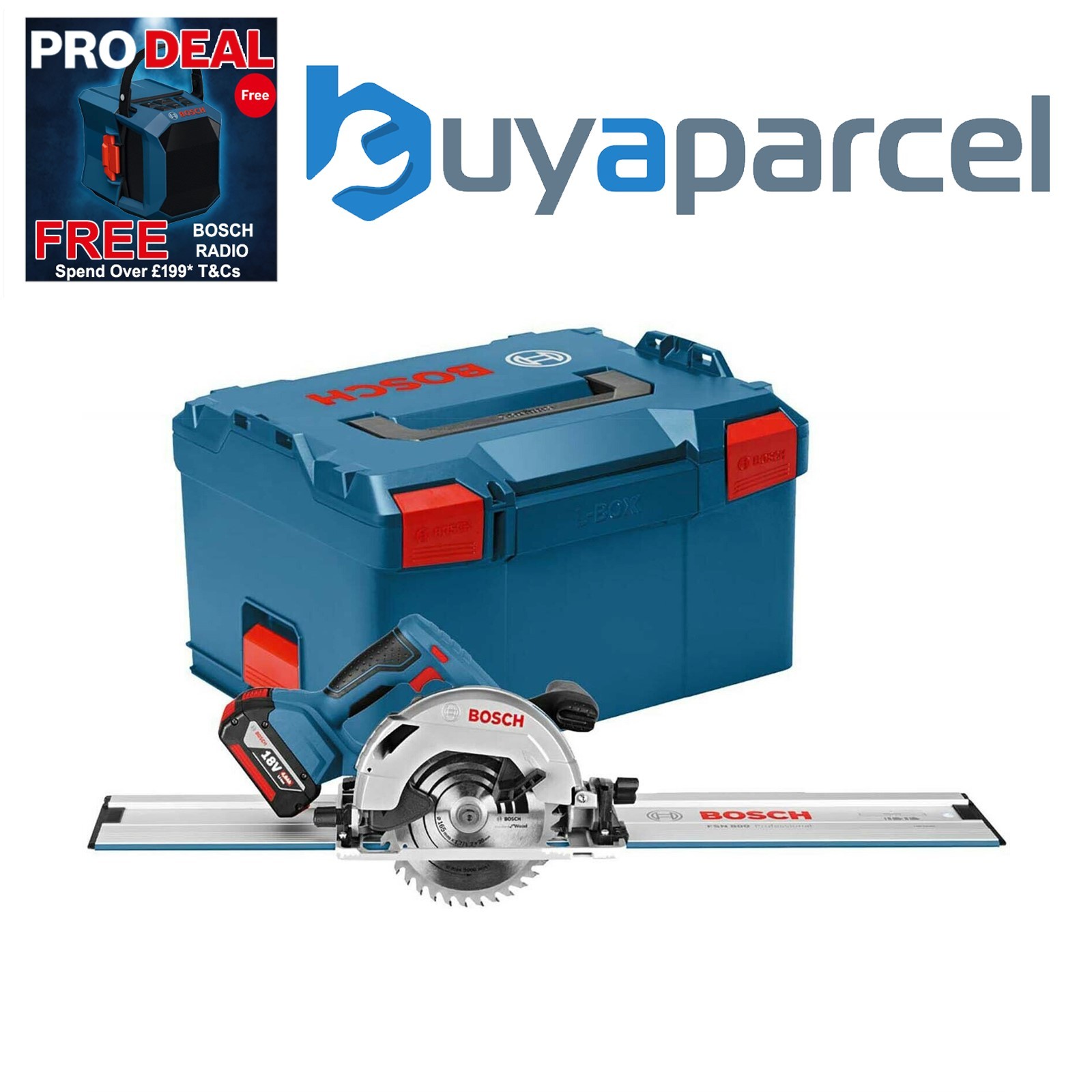 Bosch 18v GKS 18V-57 G 165mm Cordless Circular Saw Bare Lboxx 1100mm Guide Rail