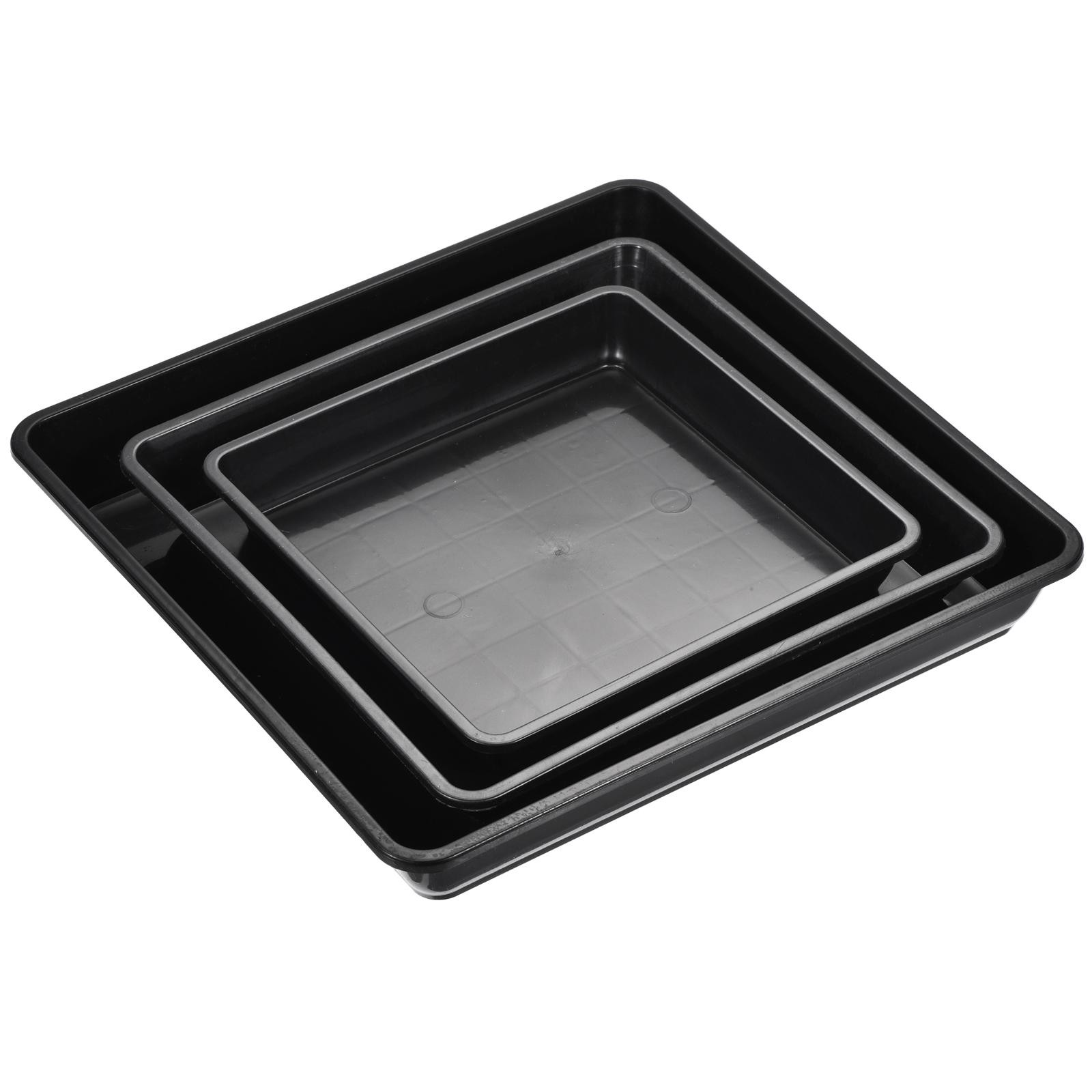 12pcs Plant Pot Saucer 6" 7" 9" Plastic Square Flower Drip Trays, Black
