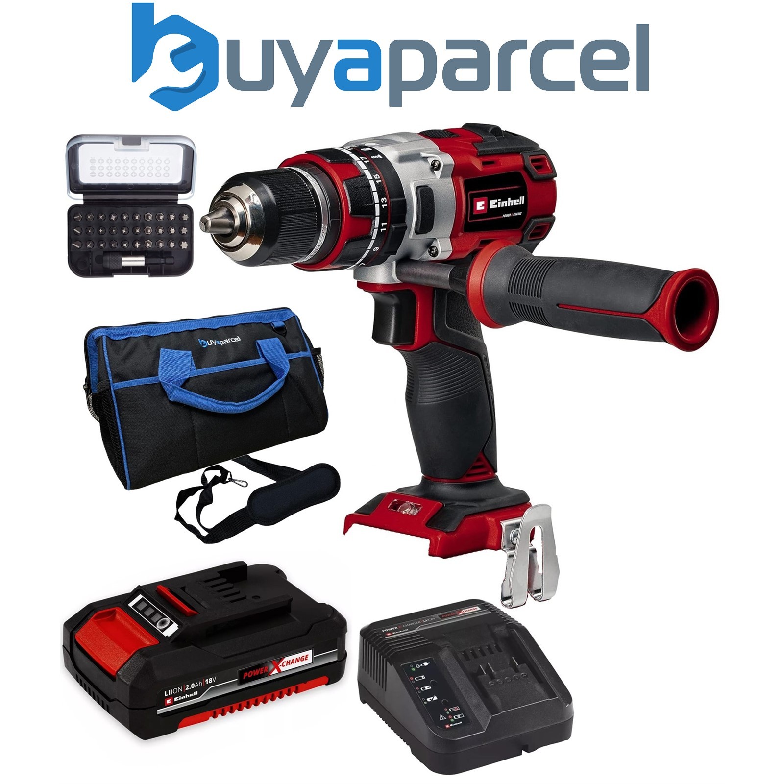 Einhell TE-CD Cordless Combi Drill Brushless 18v Metal Chuck + Battery + Bit Set