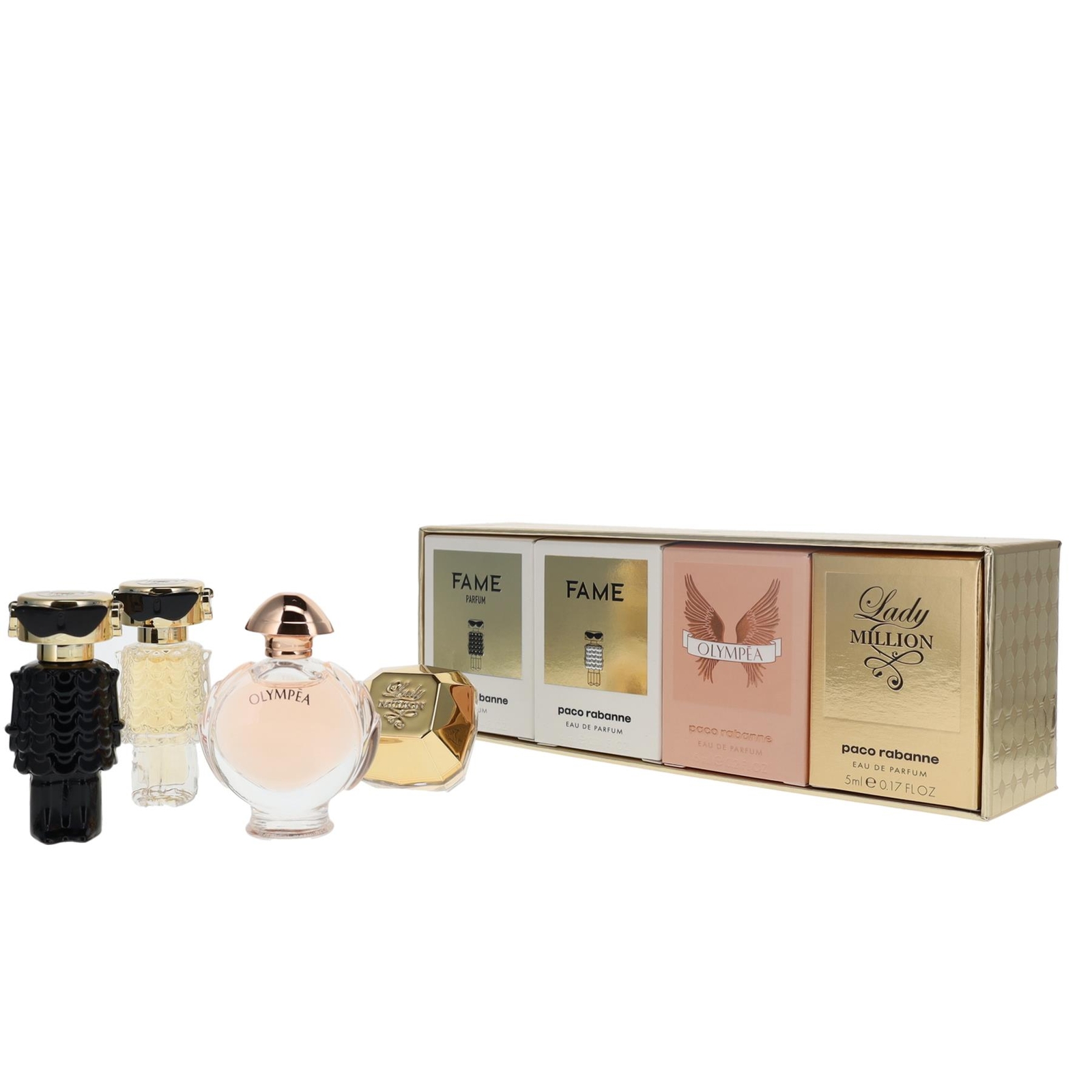Paco Rabanne 4 Piece Miniature Set - Lady Million , Olympea , Fame, Fame Parfum