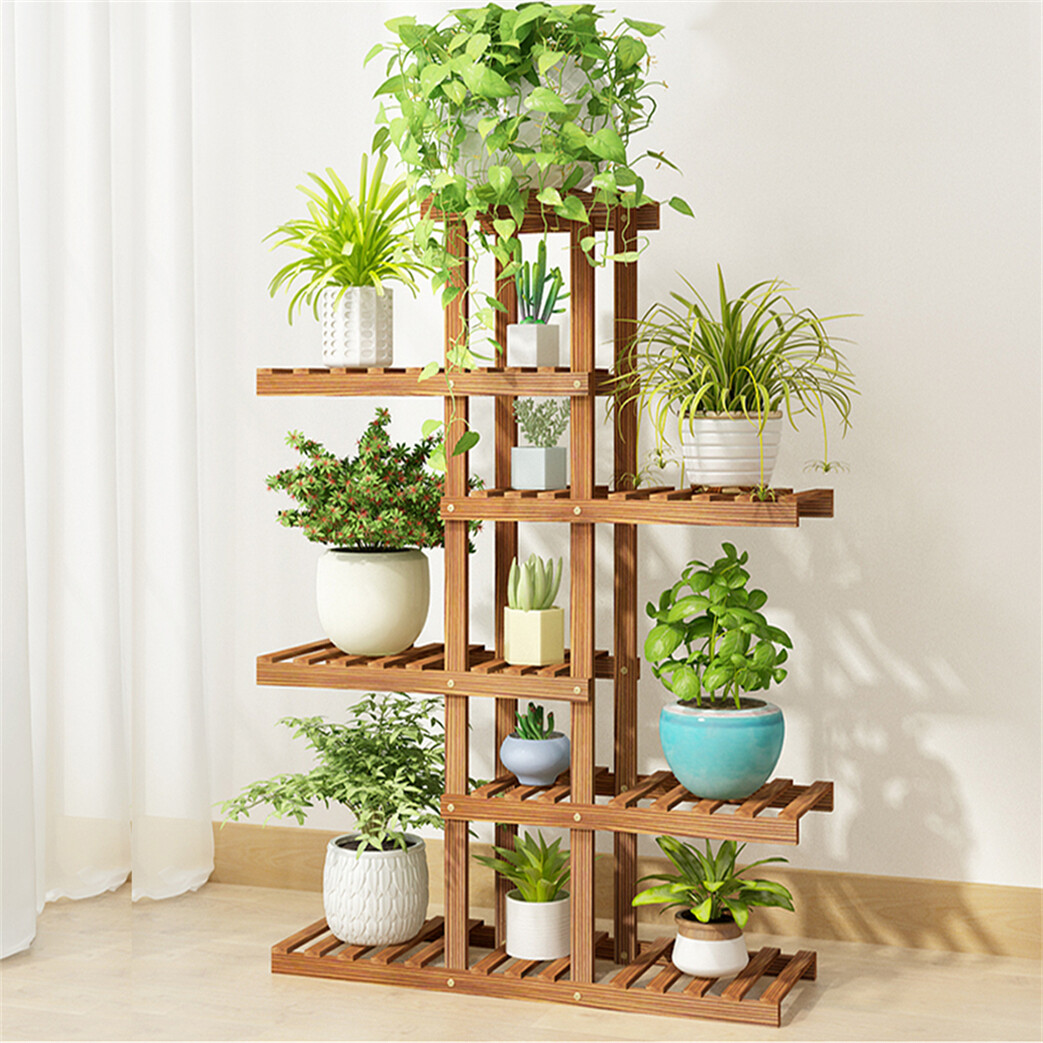 Premium Pine Wooden Plant Stand Indoor Outdoor Garden Planter Flower Pot Shelf