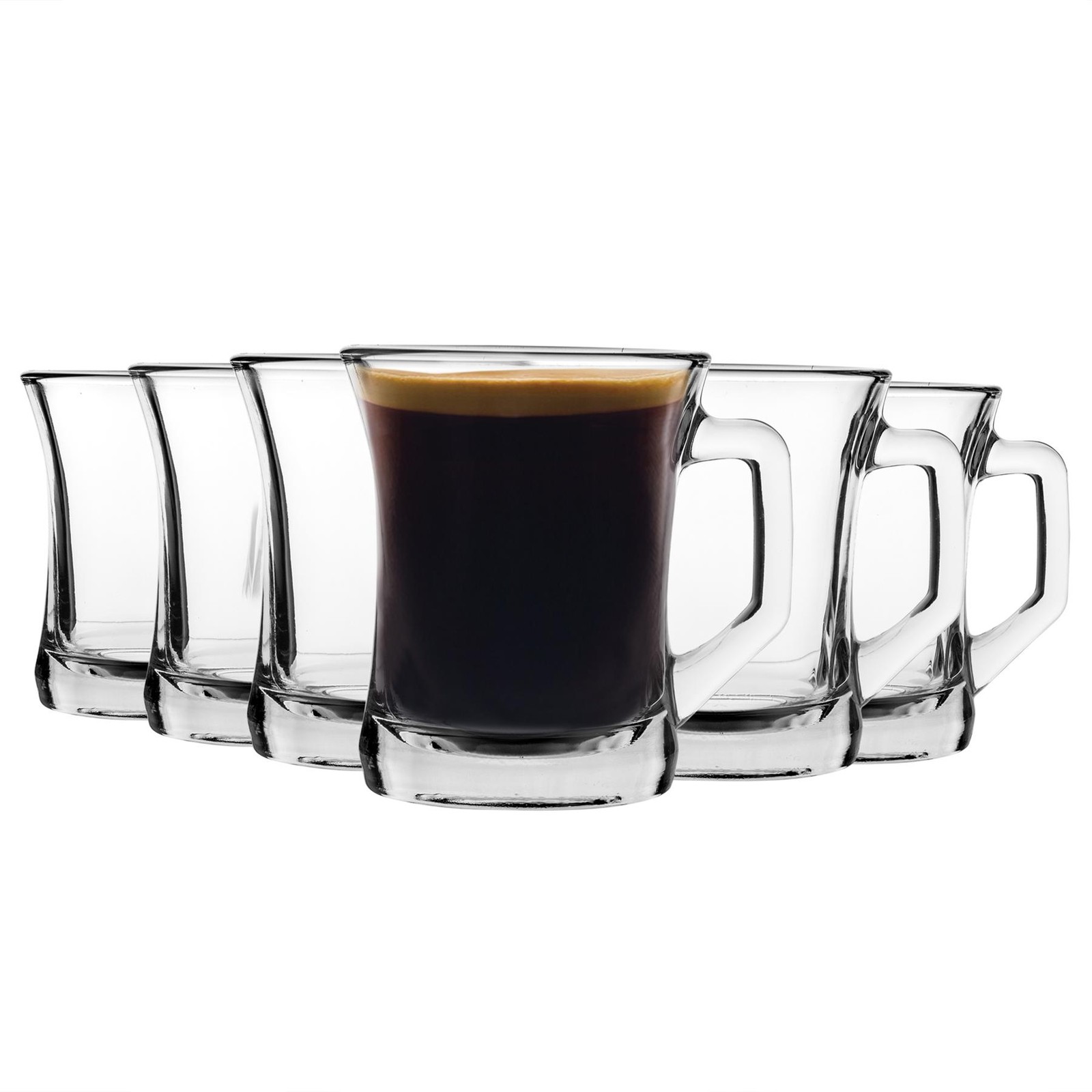 LAV 24x Zen+ Glass Coffee Mugs Modern Heat Resistant Glass Teacups 225ml