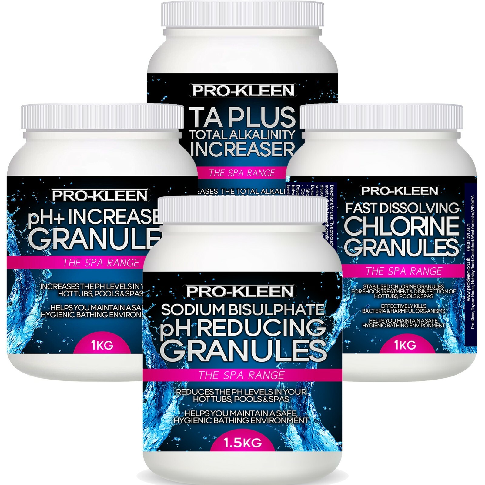 Chlorine Granules pH Increaser Reducer Alkalinity Increaser Pool Hot Tub Kit