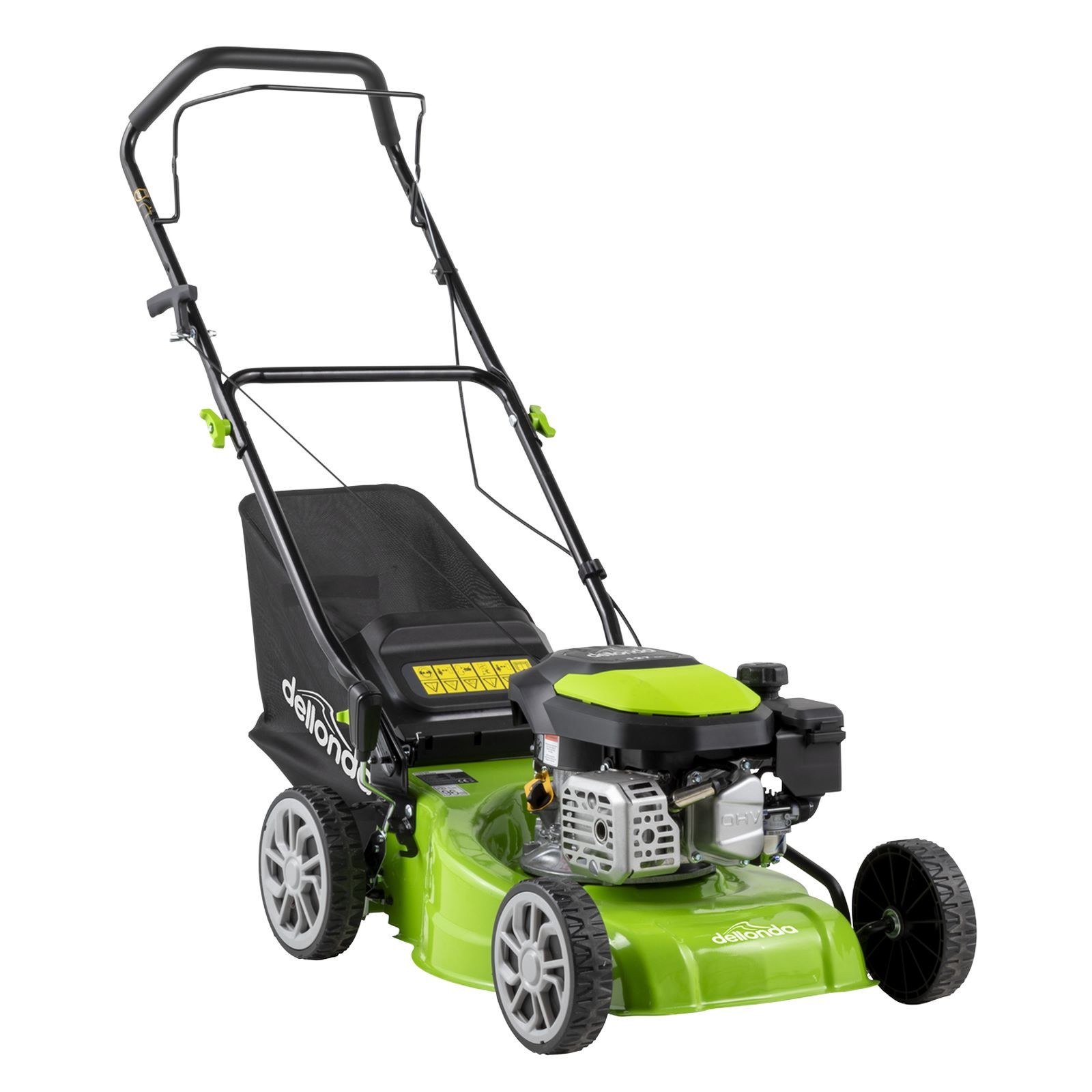 Dellonda Hand Propelled Petrol Lawnmower Grass Cutter 132cc 4-Stroke - DG100