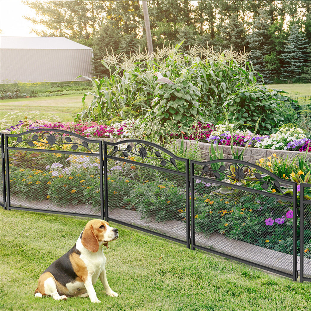 5Pcs Garden Fencing Panels Strong Metal Flower Bed Border Edging Animal Barrier