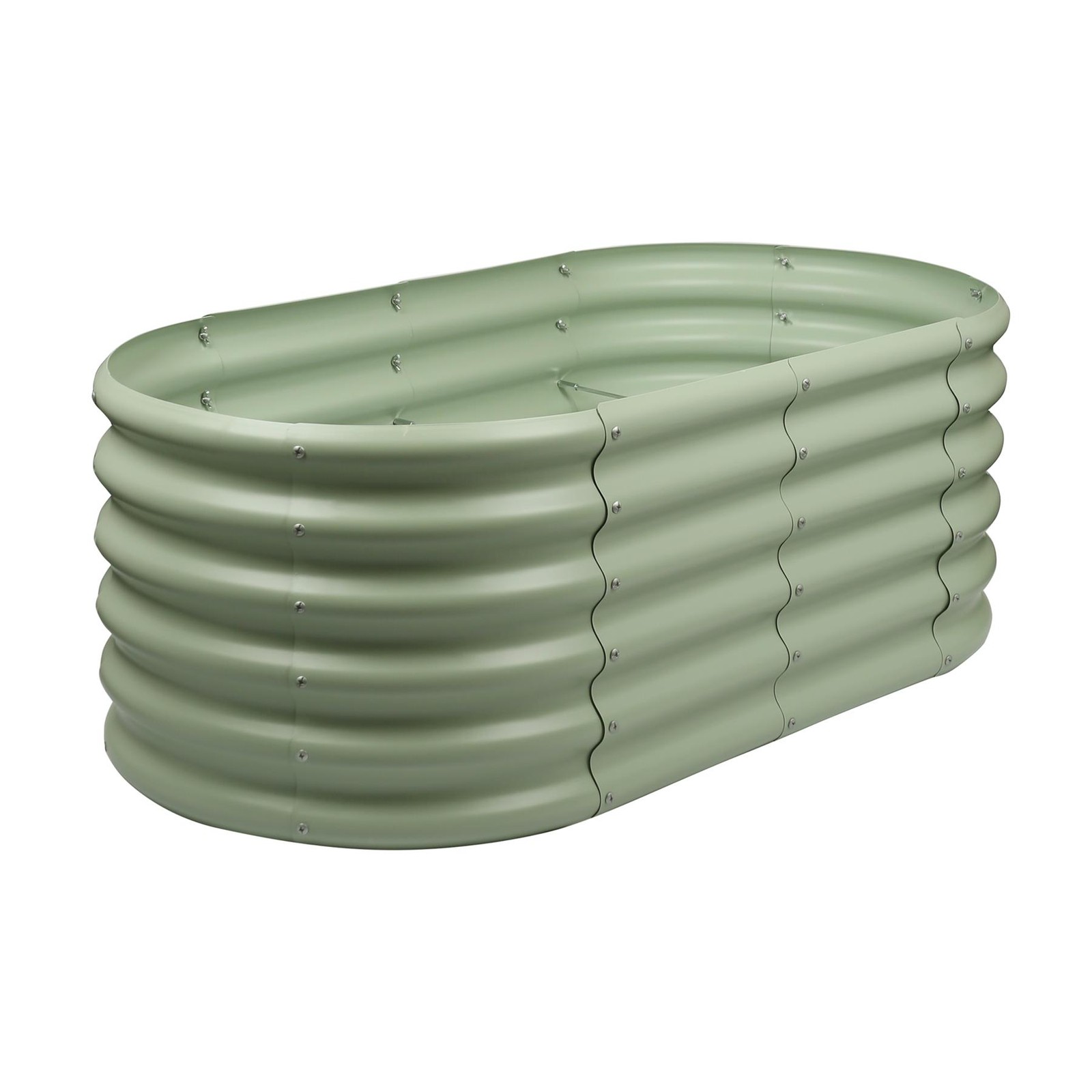 1x Rounded Raised Garden Bed 120cm x 60cm x 45cm Green Galvanised Steel Planter