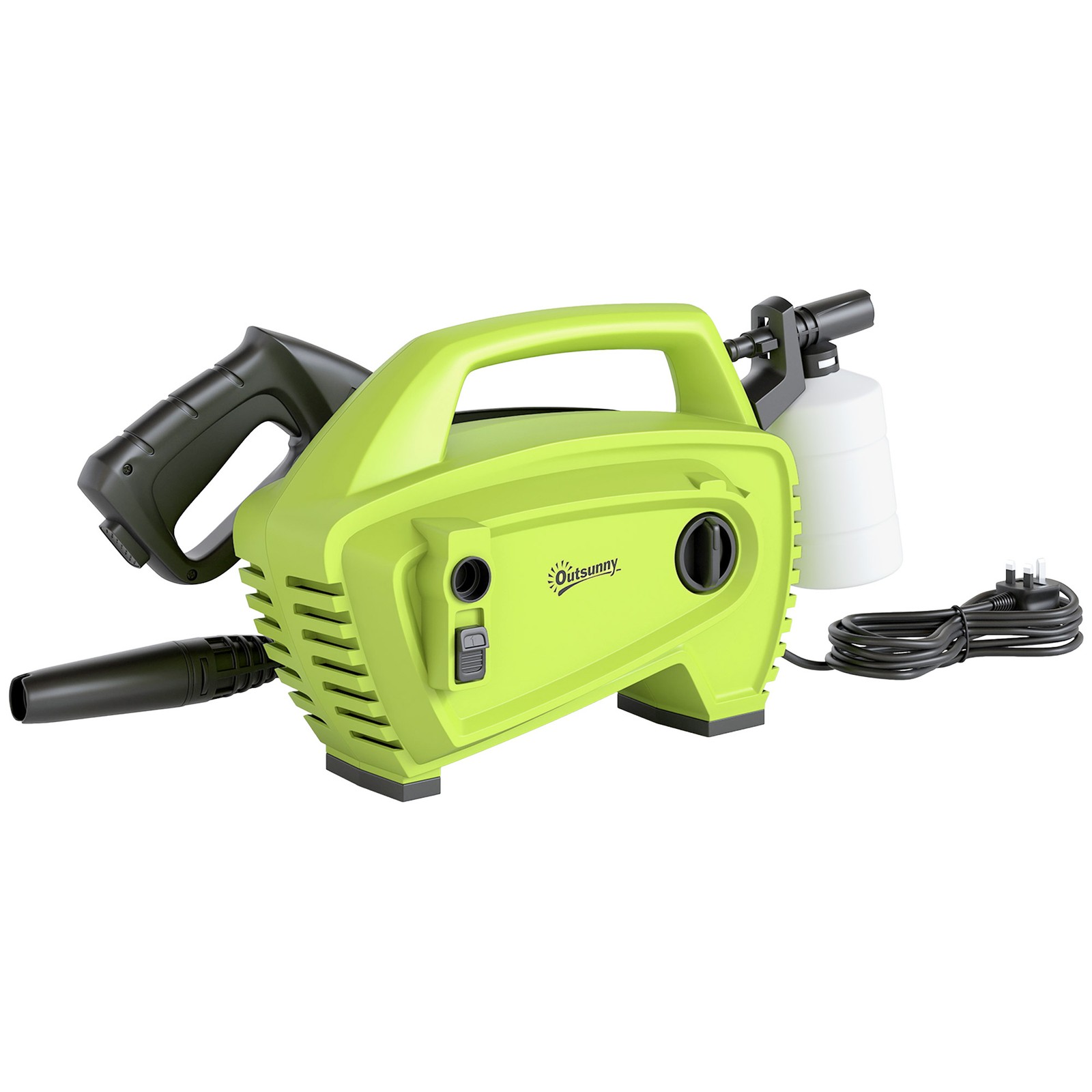 Outsunny 1600W Power Washer 130 Bar Pressure Washer 6M Hose, Nozzle, Green