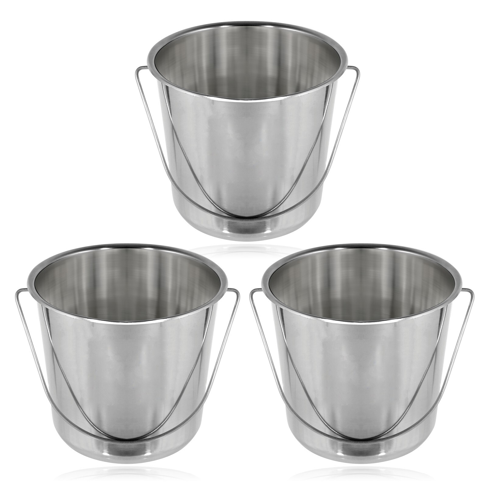 Plant Pot Bucket 12L Stainless Steel Gardening Shrub Flower Planter 12 Litre x 3