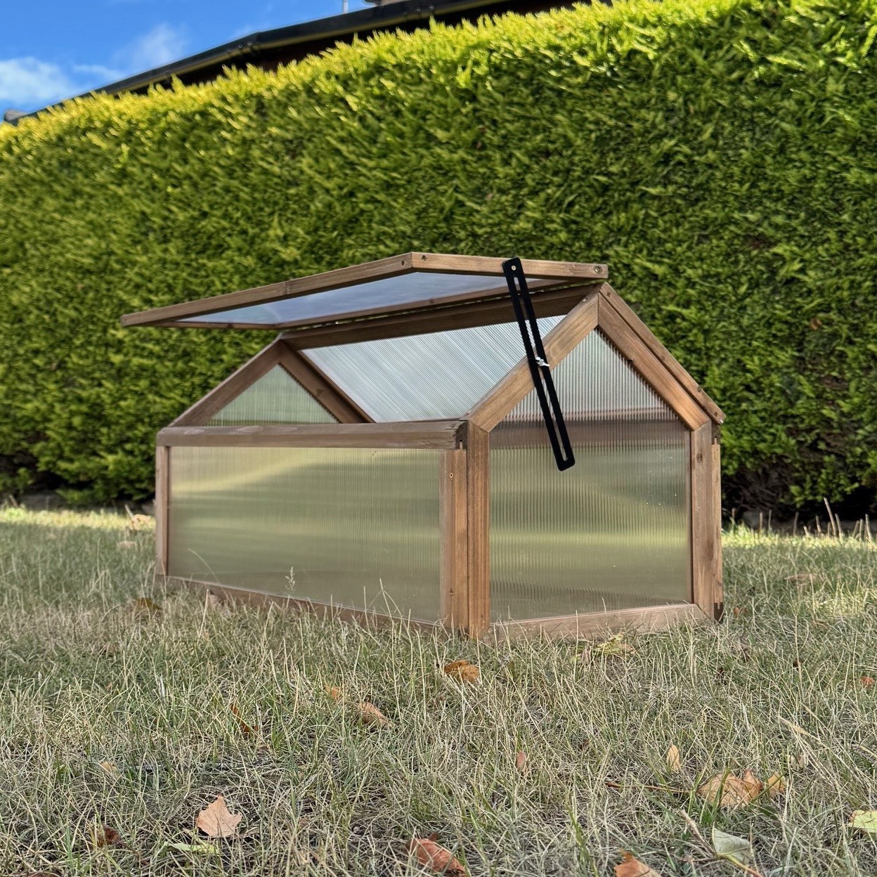 Apex Cold Frame Mini Greenhouse Wooden Framed Polycarbonate (90cm x 50cm x 49cm)