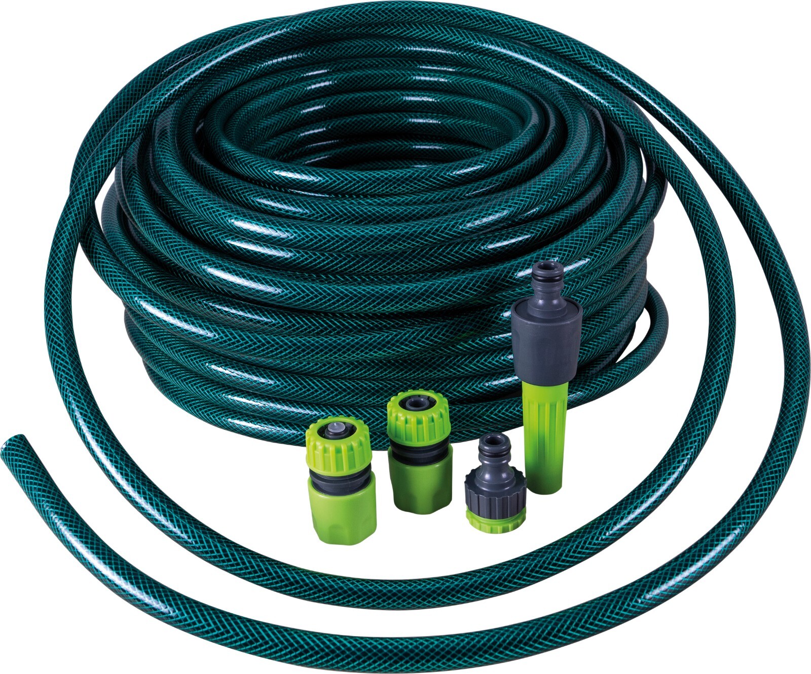 Reinforced Hose Pipe Kit with Connectors Watering Garden Hose Green 30m