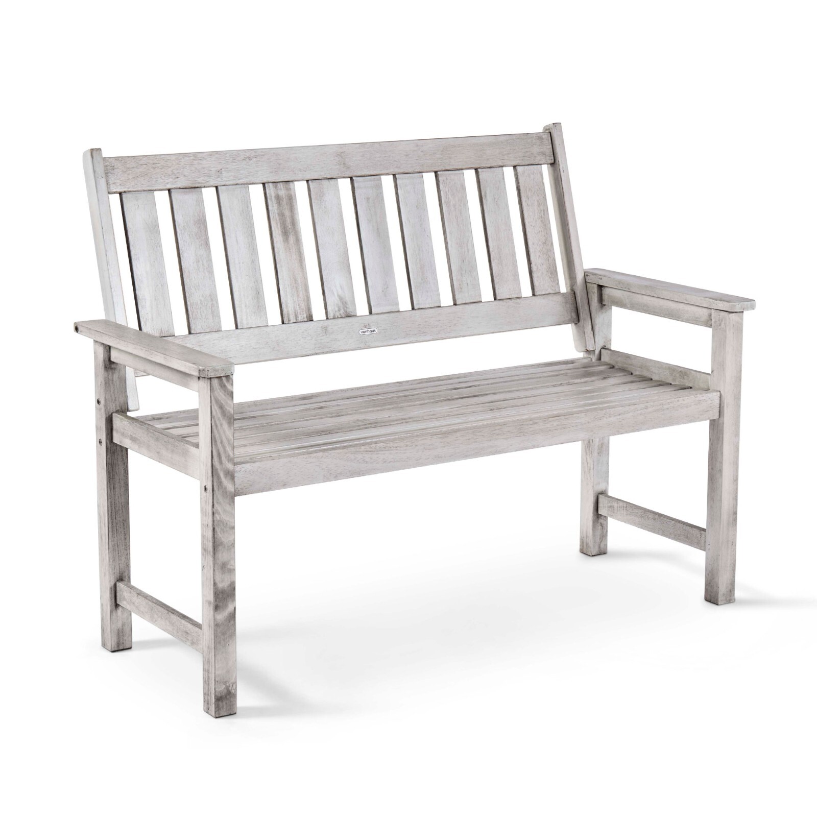 Grey Garden Bench, 2 Seater Hardwood Outdoor Seating with Teak Coating, VonHaus