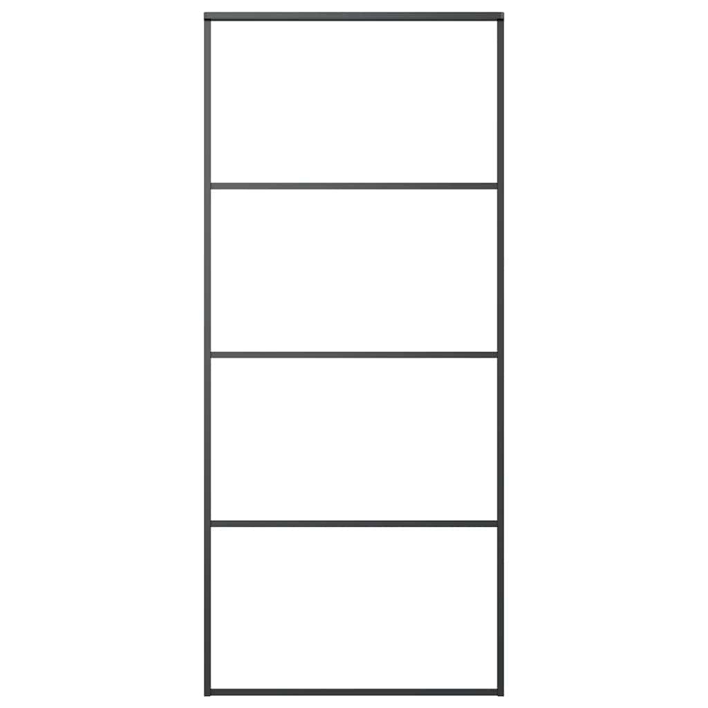 Sliding Door Barn Panel Aluminium and ESG Glass Black vidaXL