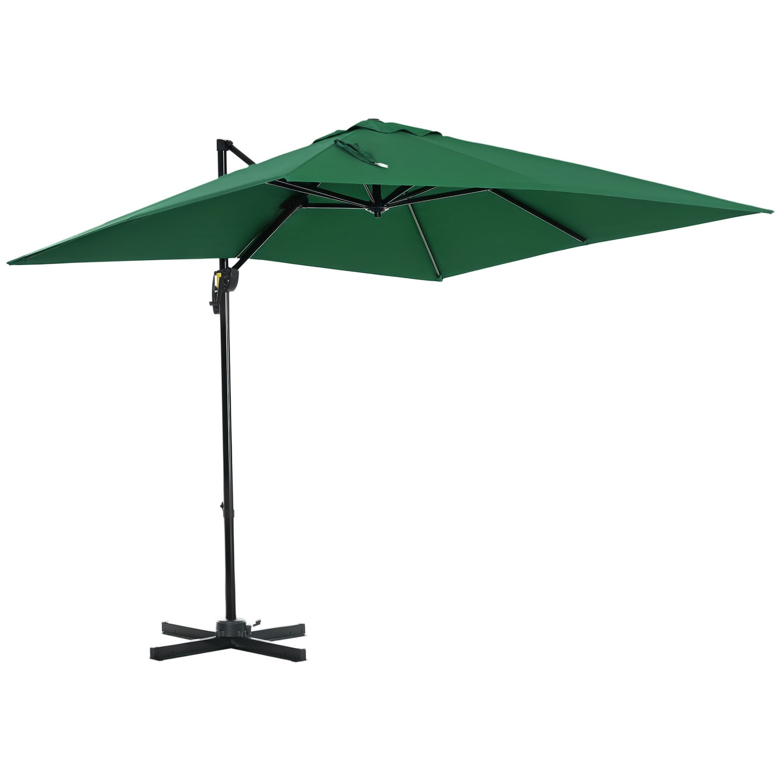 Outsunny Square Cantilever Roma Parasol, 360-Degree Rotation, Green