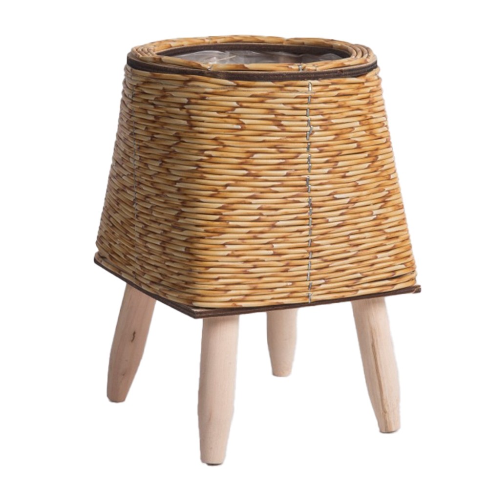 3X(Vintage Imitation Rattan Woven Flower Shelf Handmade Storage6818