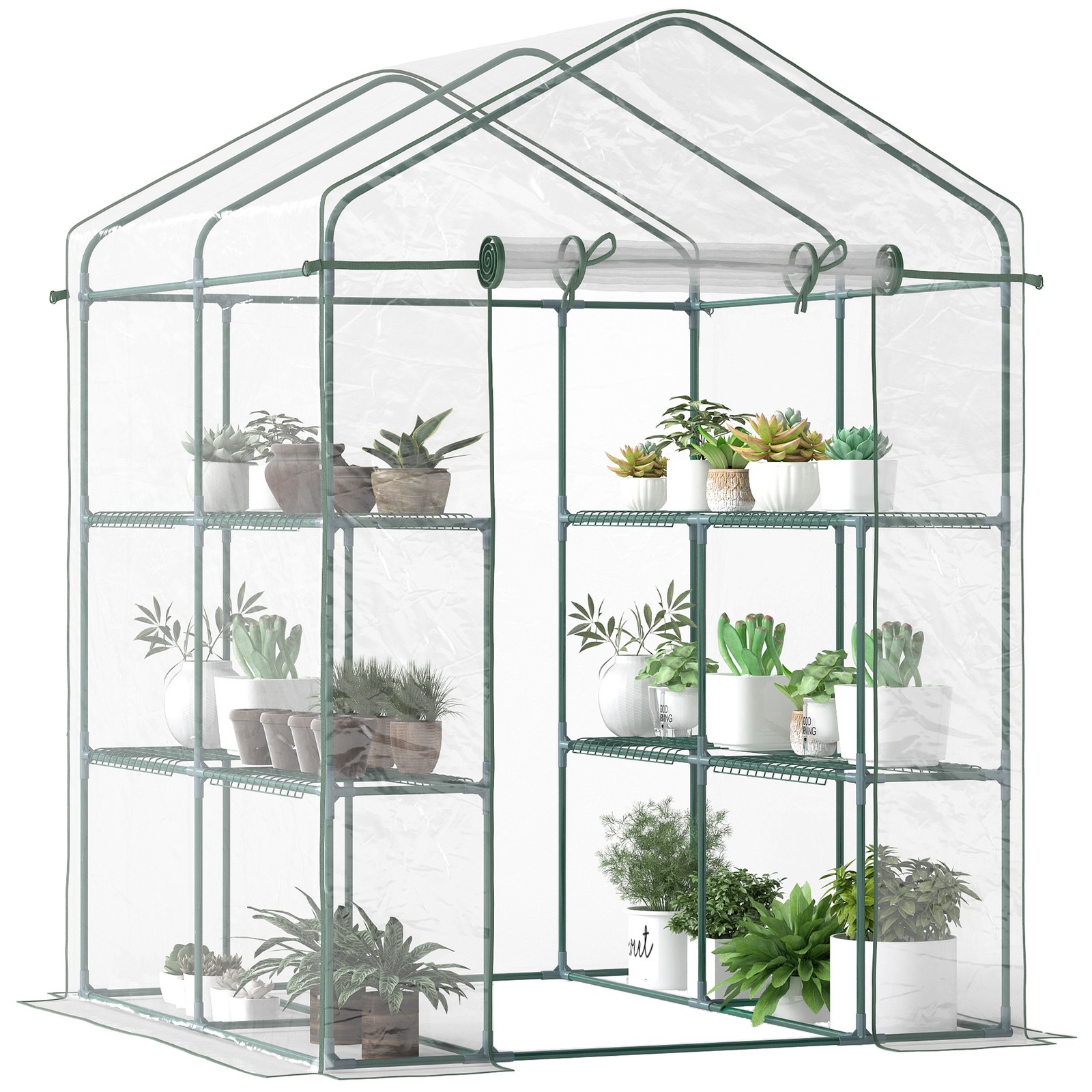 Outsunny Walk In Greenhouse Garden Clear PVC Frame Shelves Reinforced Plant Grow