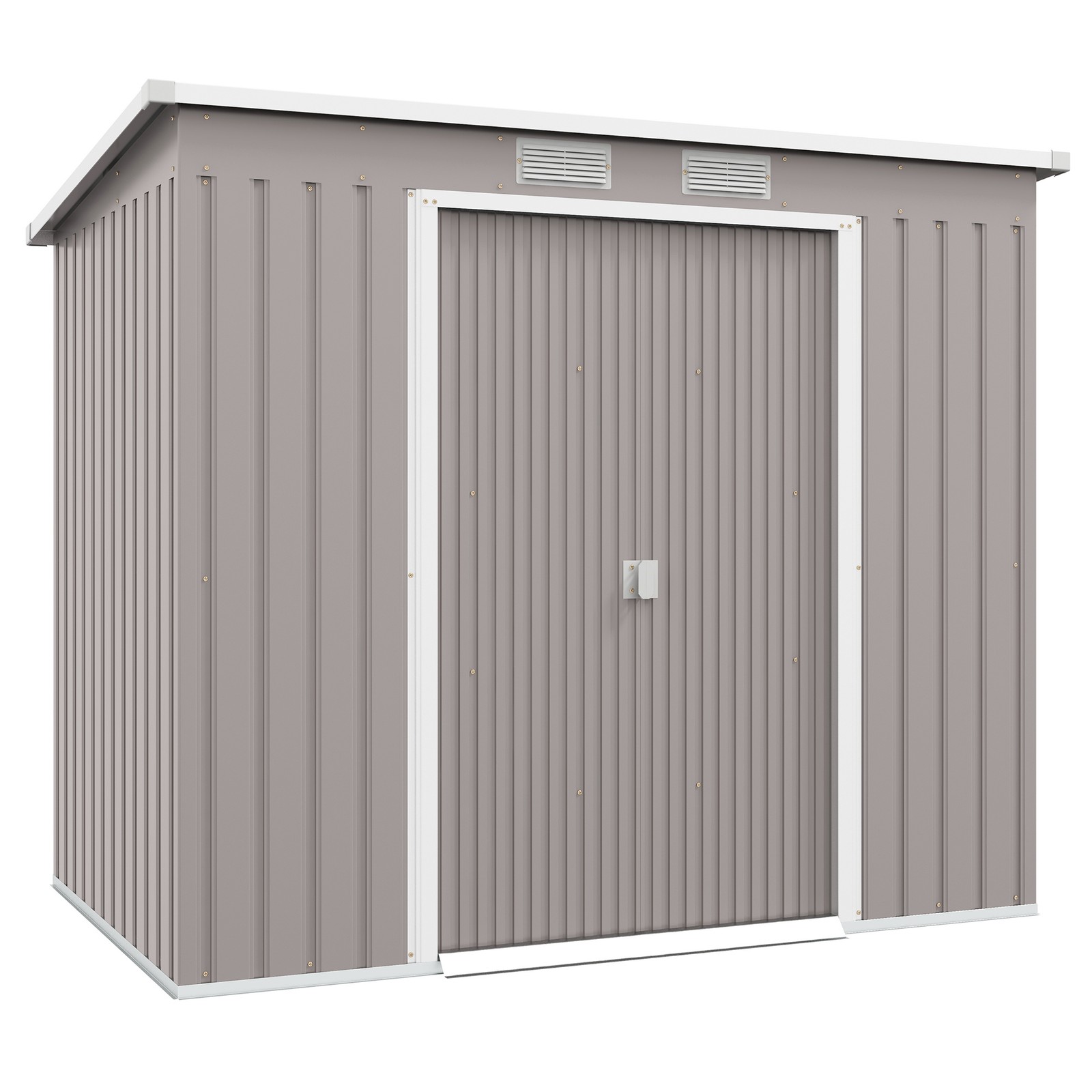 Outsunny 7 x 4ft Metal Garden Storage Shed w/ Double Door Grey